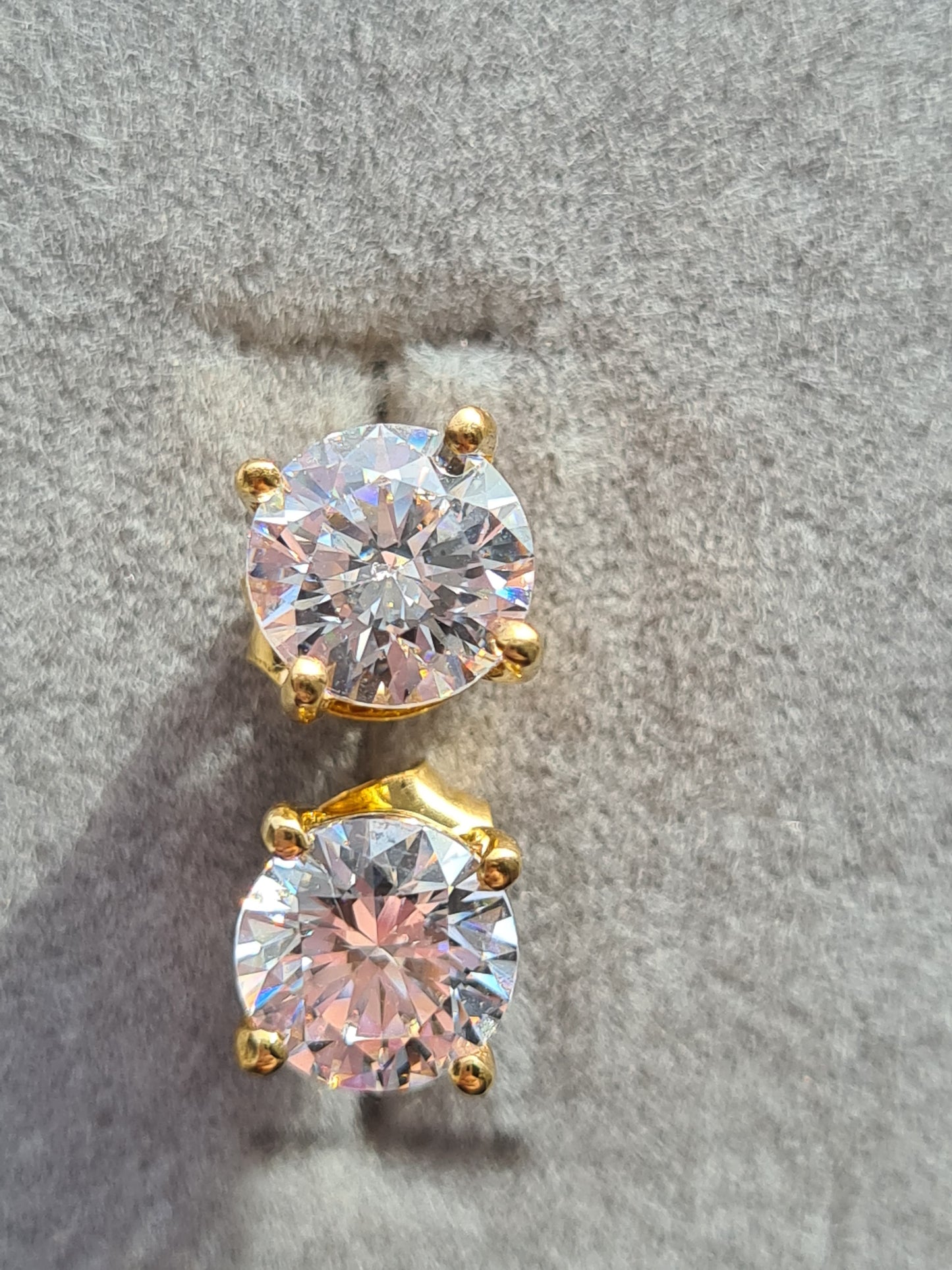 Swarovski Zirconia 2CT 14K Gold Overlay 925 Sterling Silver Stud Earrings