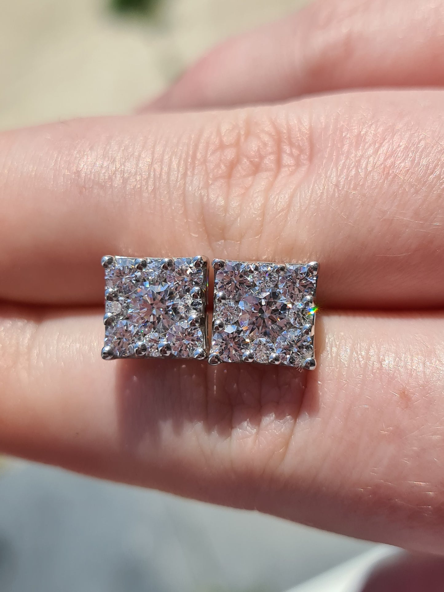 3.35Ct SWAROVSKI ZIRCONIA Cluster Stud Earrings 925 Sterling Silver Earrings