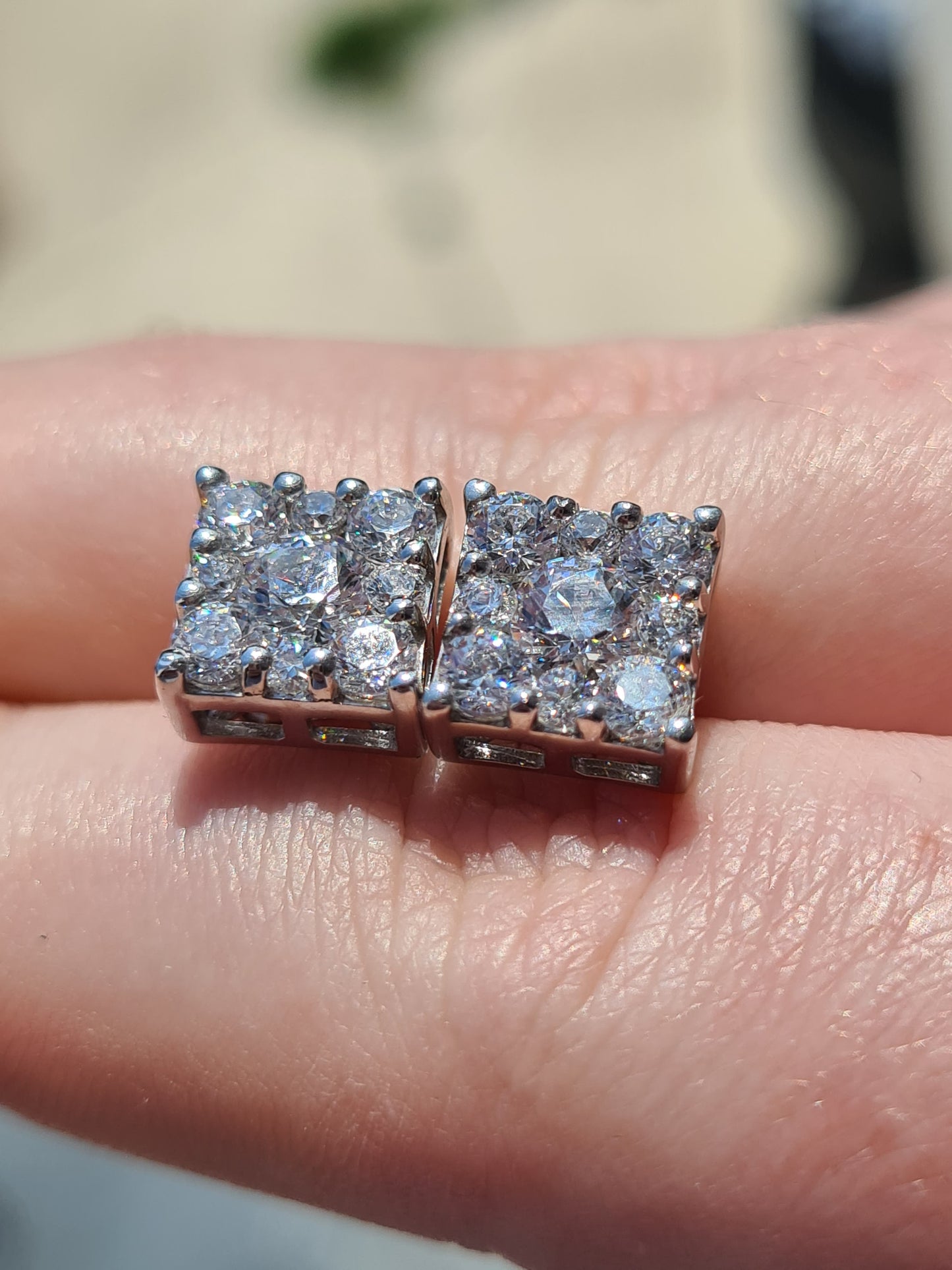 3.35Ct SWAROVSKI ZIRCONIA Cluster Stud Earrings 925 Sterling Silver Earrings