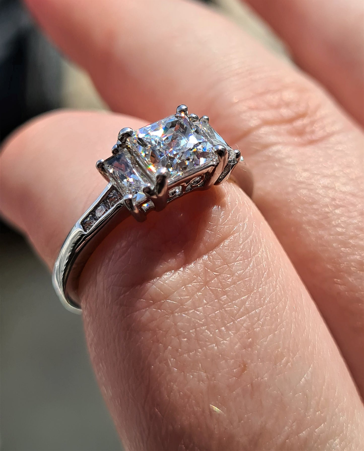 Engagement Style Sterling Silver Swarovski Zirconia Ring SIZE P