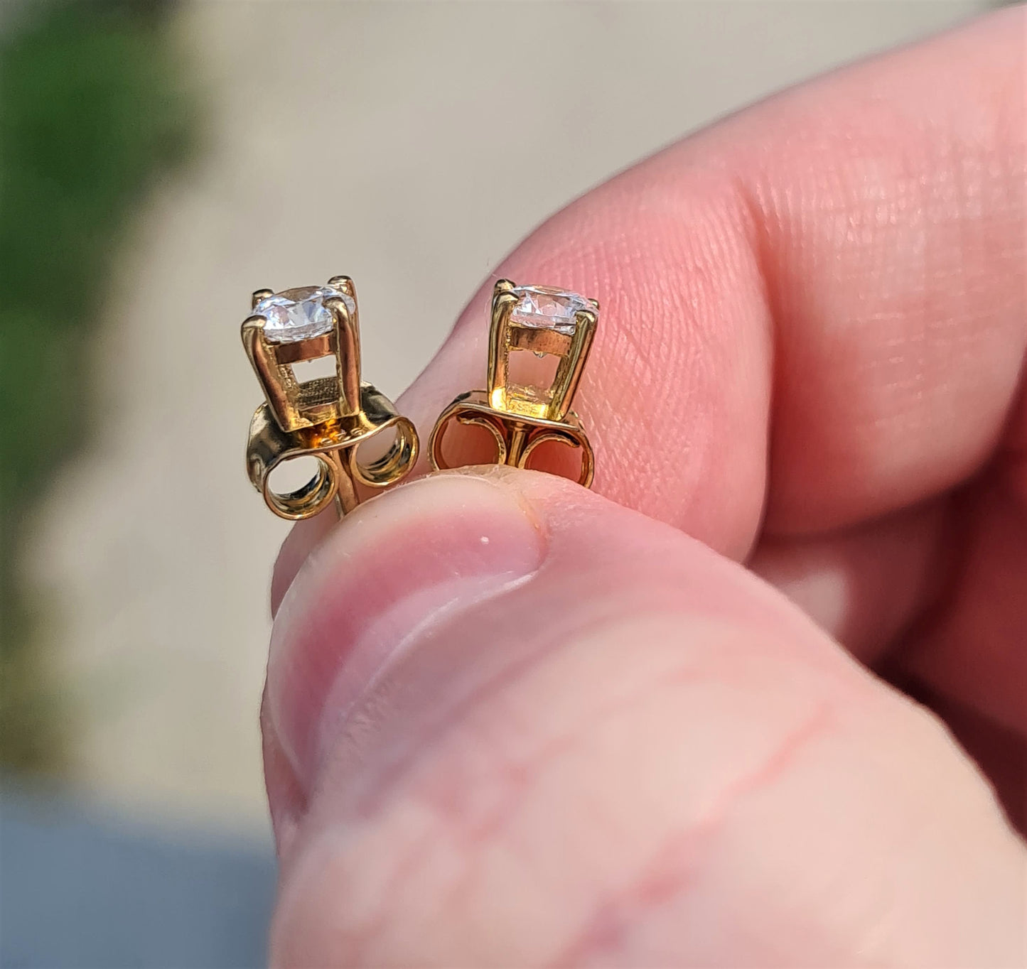 Swarovski Zirconia 0.5CT 14K Gold Overlay 925 Sterling Silver Stud Earrings