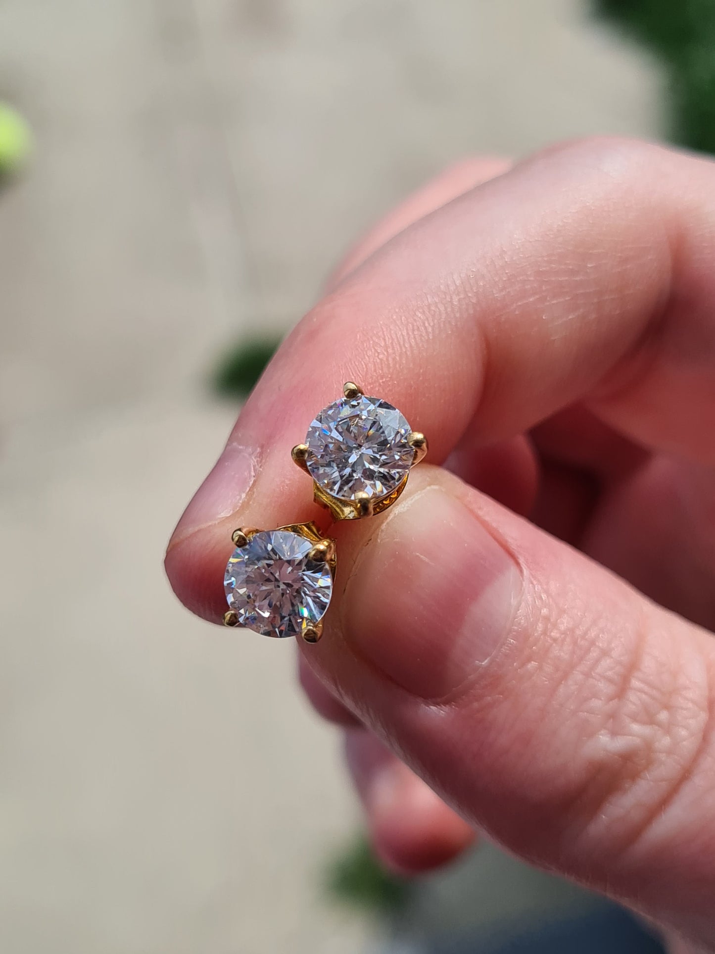 Swarovski Zirconia 2CT 14K Gold Overlay 925 Sterling Silver Stud Earrings