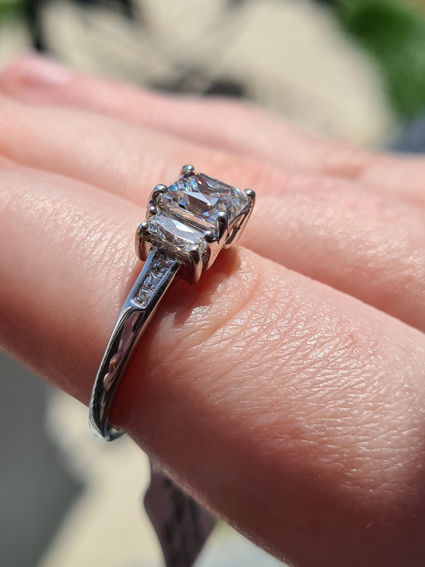 Engagement Style Sterling Silver Swarovski Zirconia Ring SIZE P