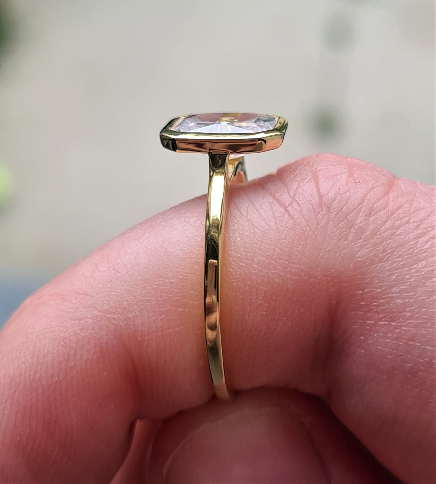 Simulated Diamond Octagon Cut Solitaire Ring SIZES N, O