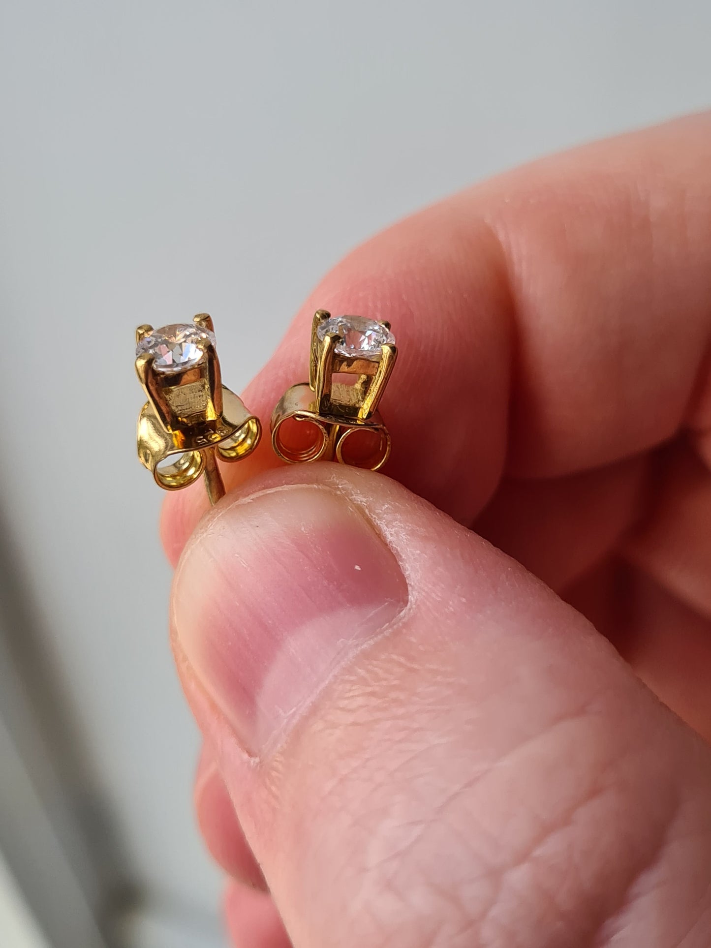 Swarovski Zirconia 0.5CT 14K Gold Overlay 925 Sterling Silver Stud Earrings