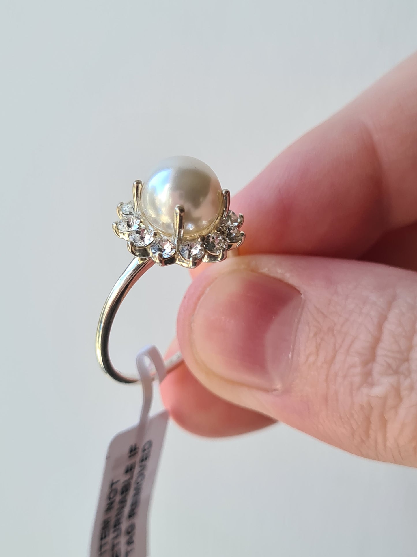 Swarovski Pearl and Zirconia Ring Sterling Silver SIZE N
