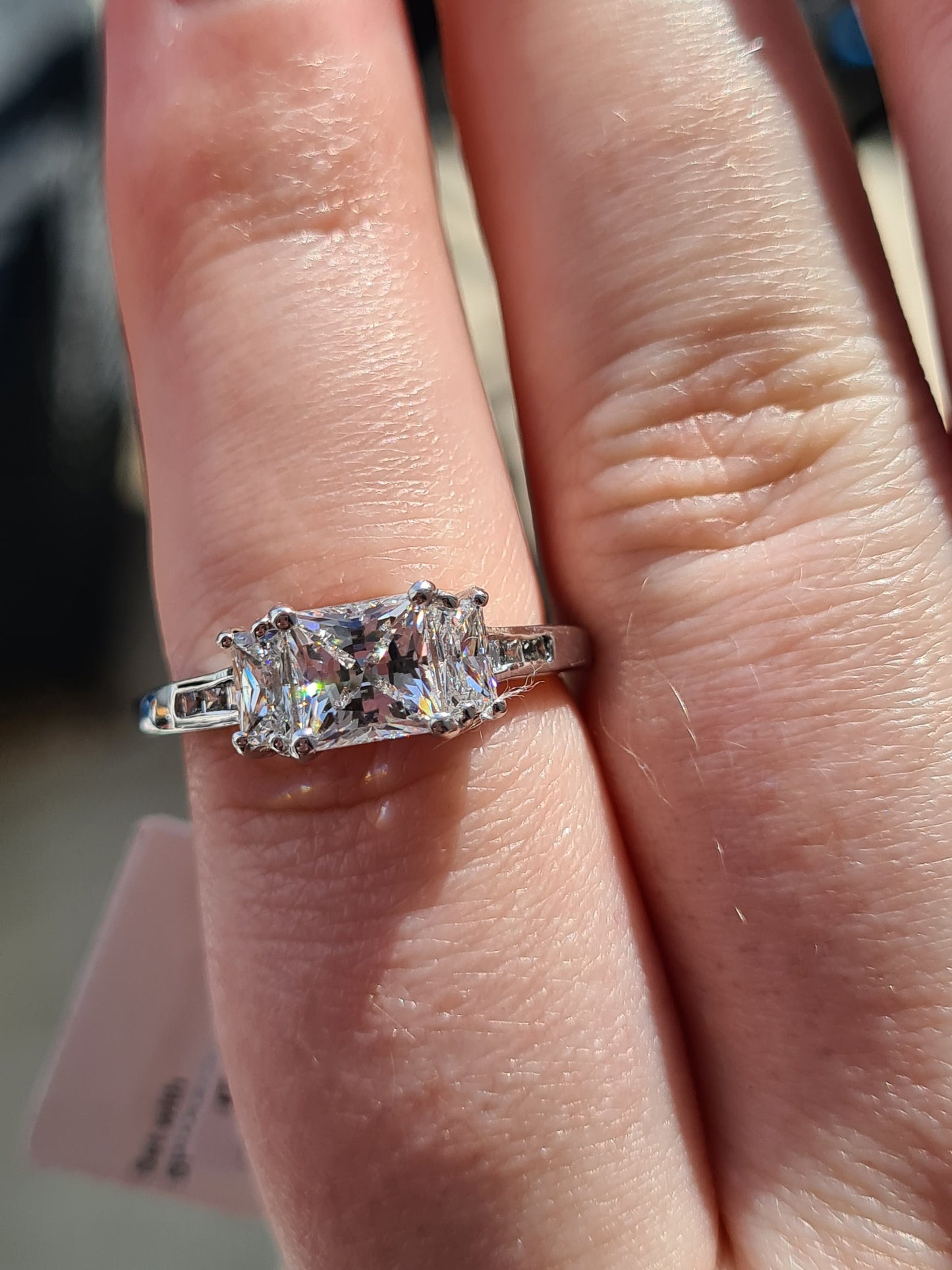 Engagement Style Sterling Silver Swarovski Zirconia Ring SIZE P