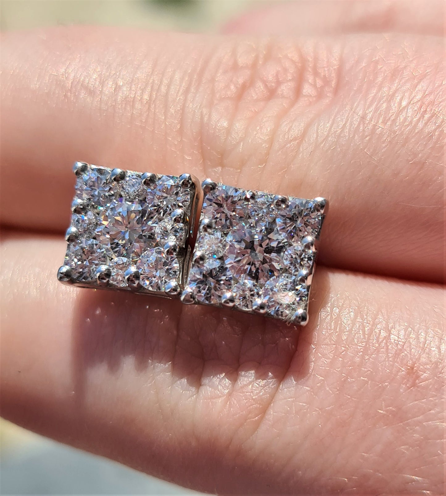 3.35Ct SWAROVSKI ZIRCONIA Cluster Stud Earrings 925 Sterling Silver Earrings