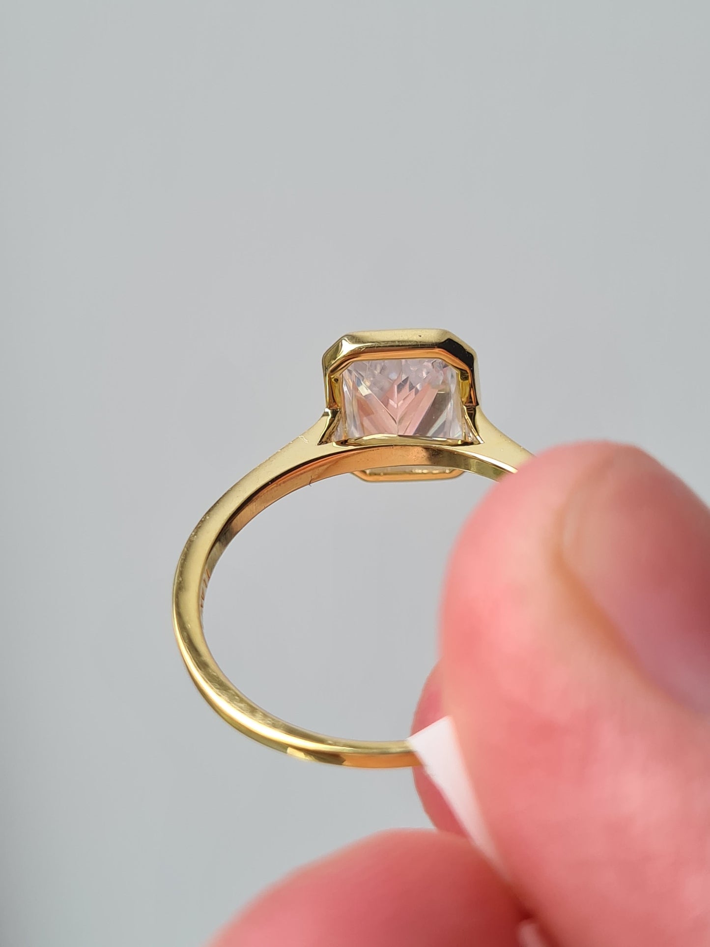 Simulated Diamond Octagon Cut Solitaire Ring SIZES N, O