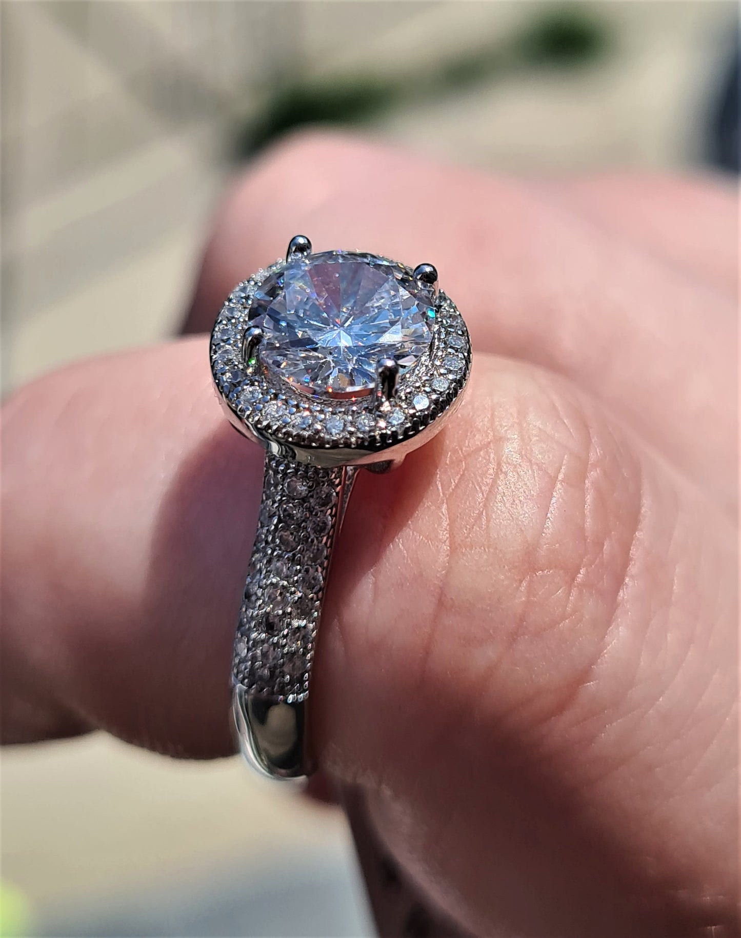 Simulated Diamond Halo Engagement Style Ring SIZES M,N,O,U