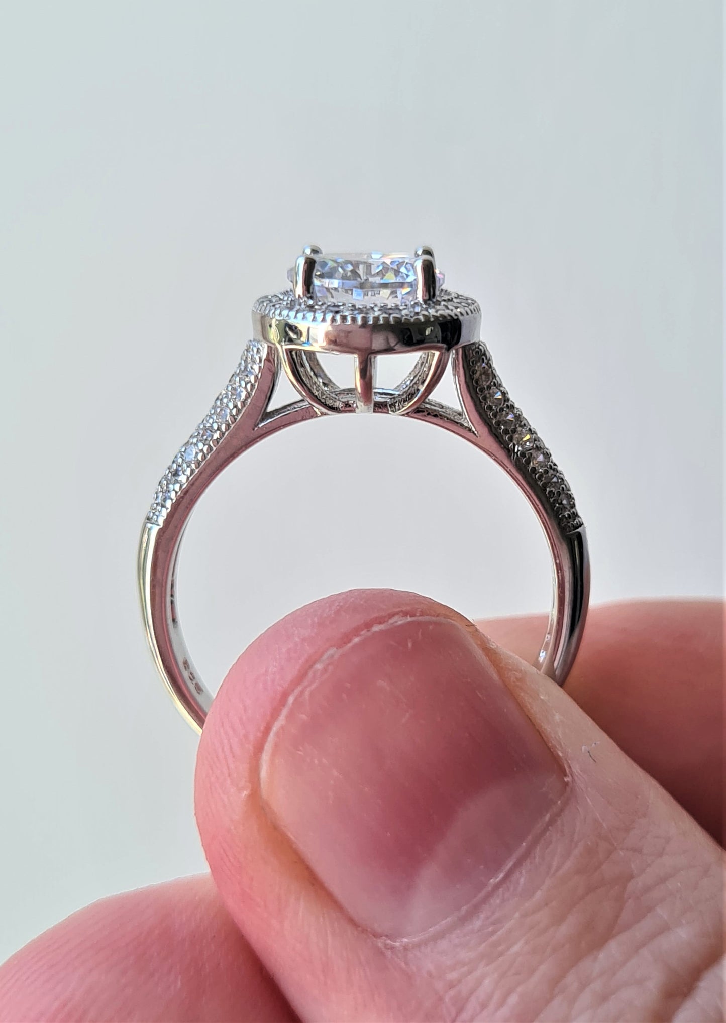 Simulated Diamond Halo Engagement Style Ring SIZES M,N,O,U