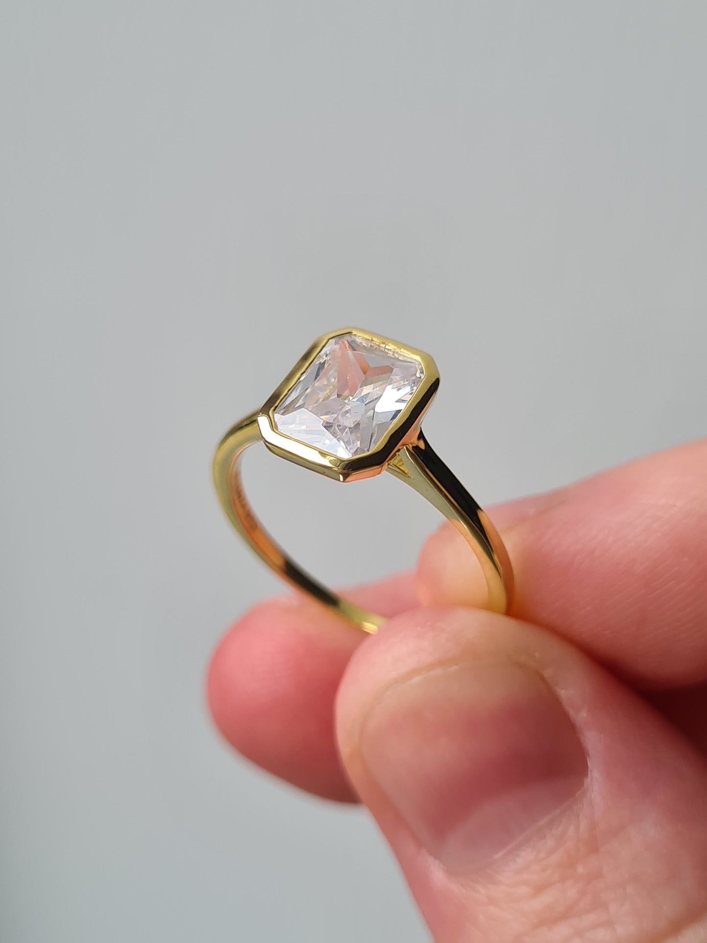 Simulated Diamond Octagon Cut Solitaire Ring SIZES N, O