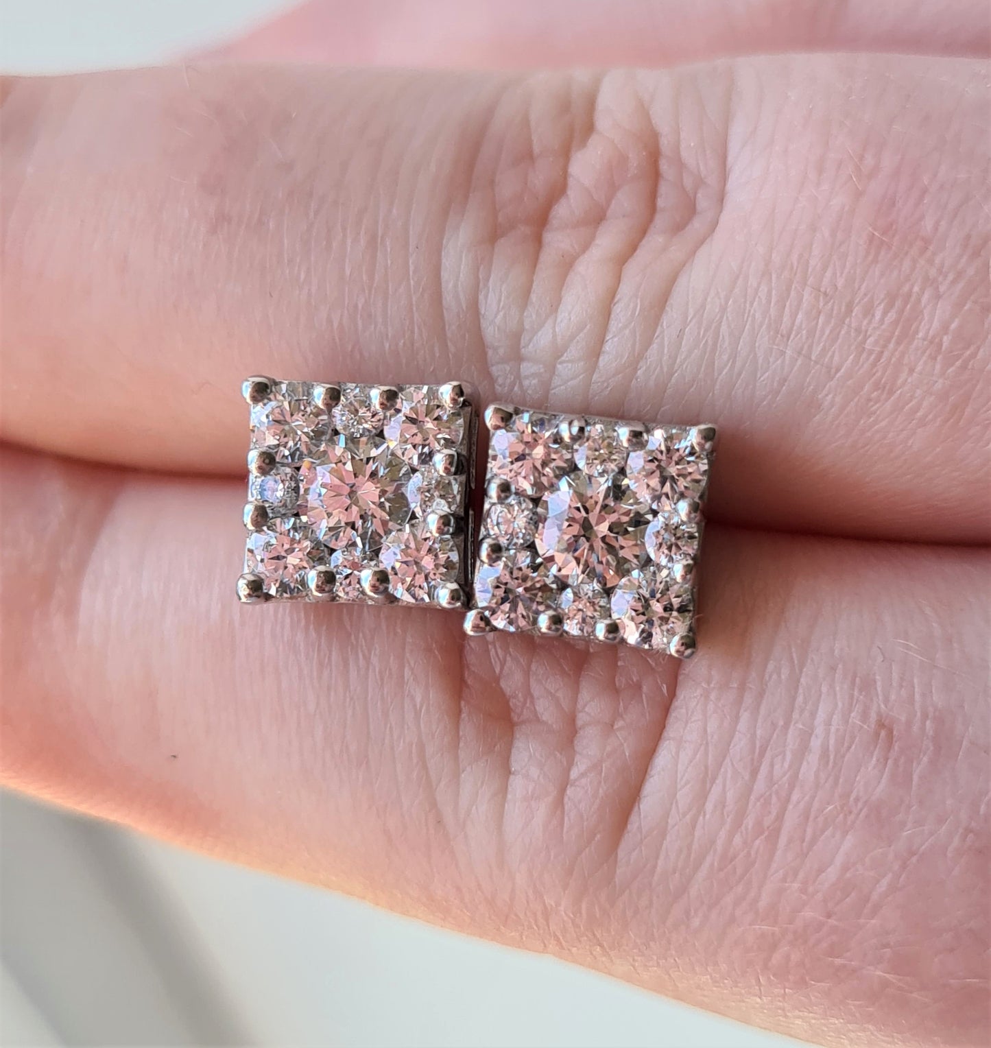 3.35Ct SWAROVSKI ZIRCONIA Cluster Stud Earrings 925 Sterling Silver Earrings