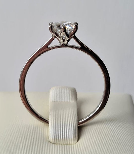 1ct Moissanite Solitaire Ring 925 Sterling Silver SIZE S