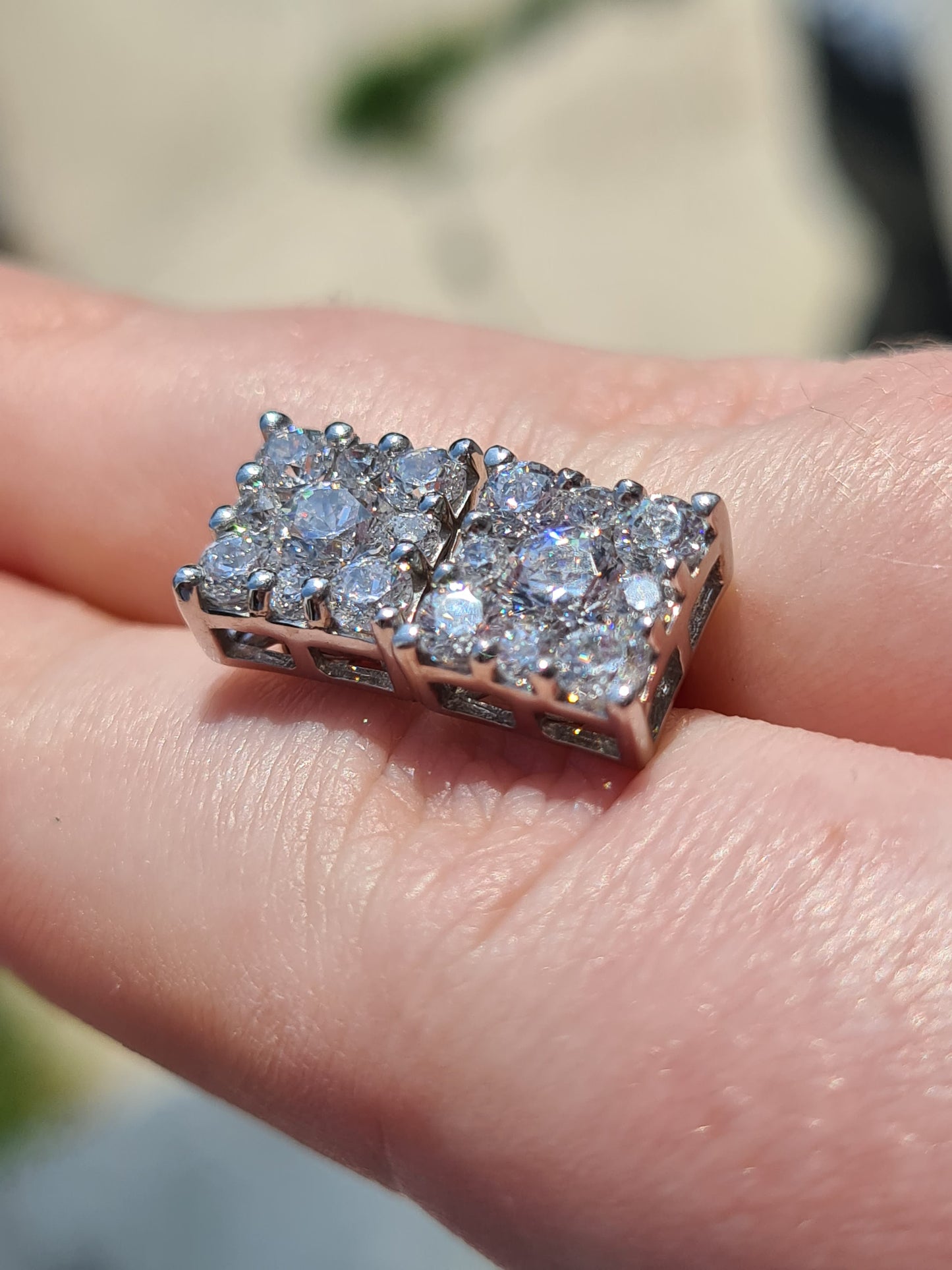 3.35Ct SWAROVSKI ZIRCONIA Cluster Stud Earrings 925 Sterling Silver Earrings