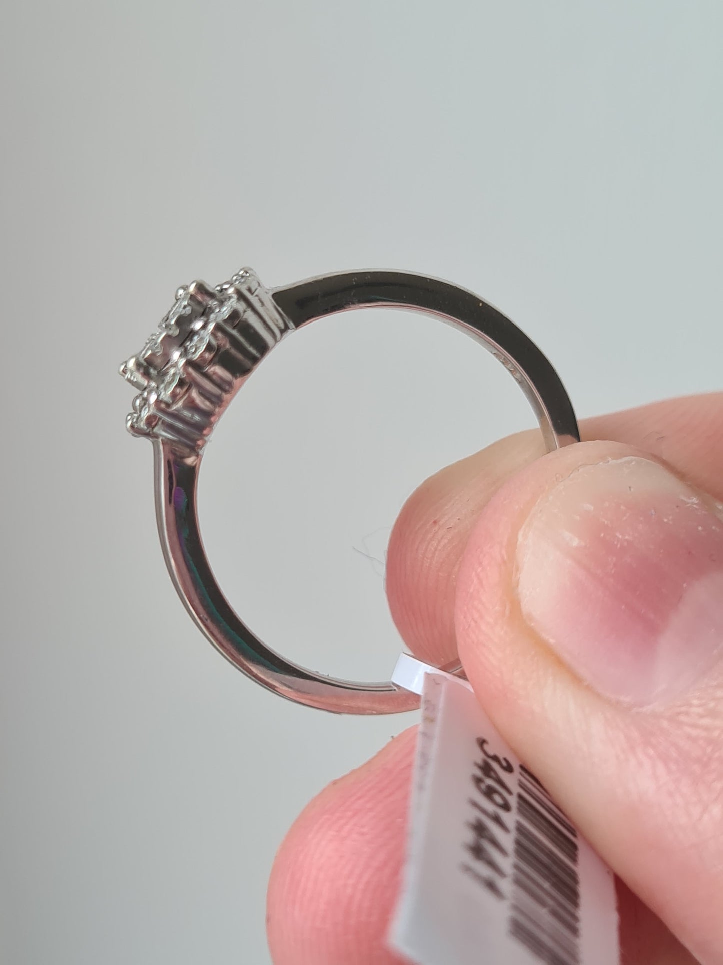 Natural Diamond Halo Ring 925 Sterling Silver SIZE K