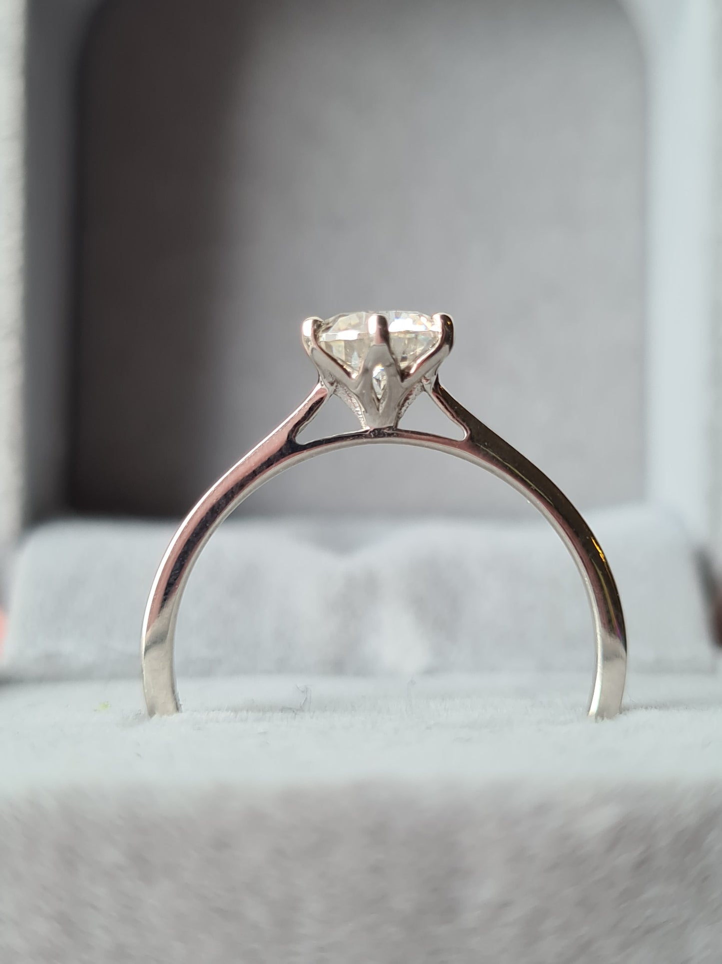 1ct Moissanite Solitaire Ring 925 Sterling Silver SIZE S