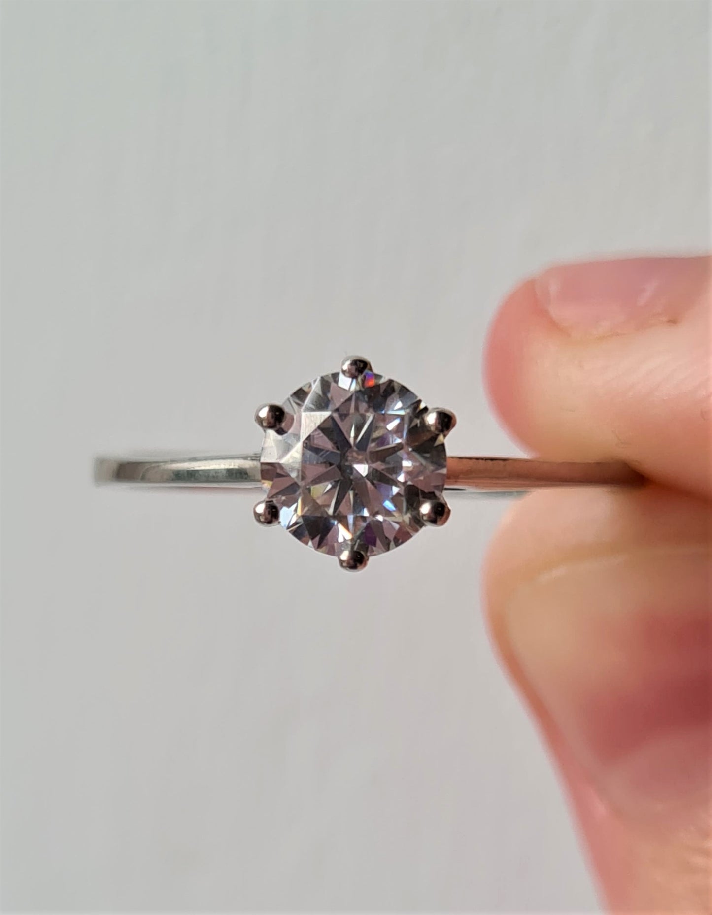 1ct Moissanite Solitaire Ring 925 Sterling Silver SIZE S