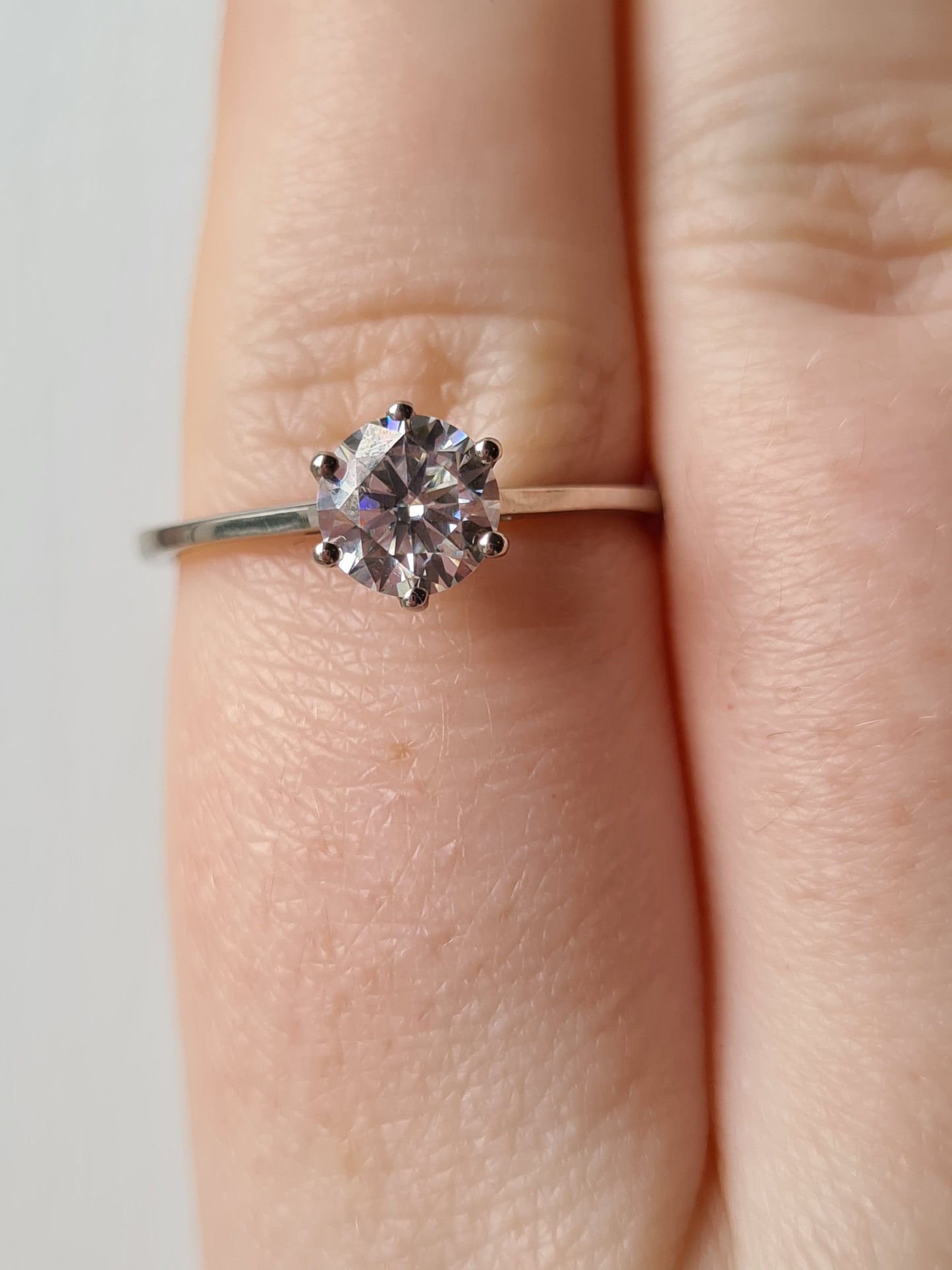 1ct Moissanite Solitaire Ring 925 Sterling Silver SIZE S