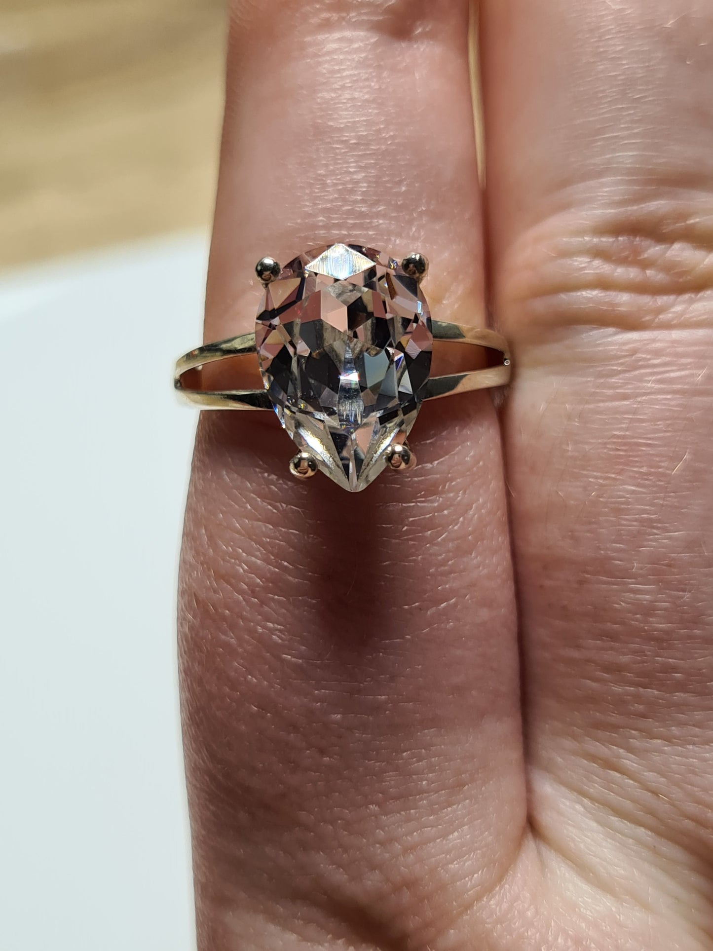 Swarovski Crystal Pear Cut Ring 925 Sterling Silver SIZE M