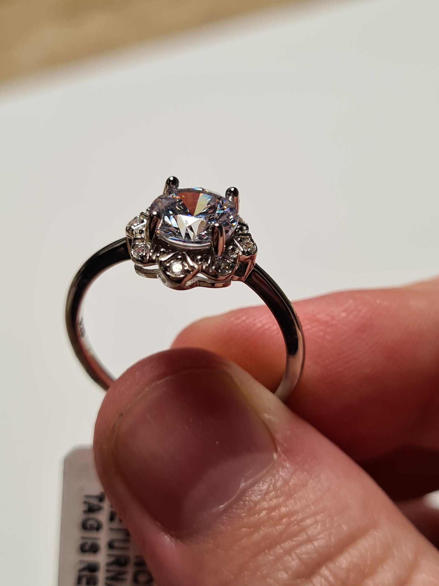 Swarovski zirconia Floral Halo Ring Set In 925 Sterling Silver SIZES P,S