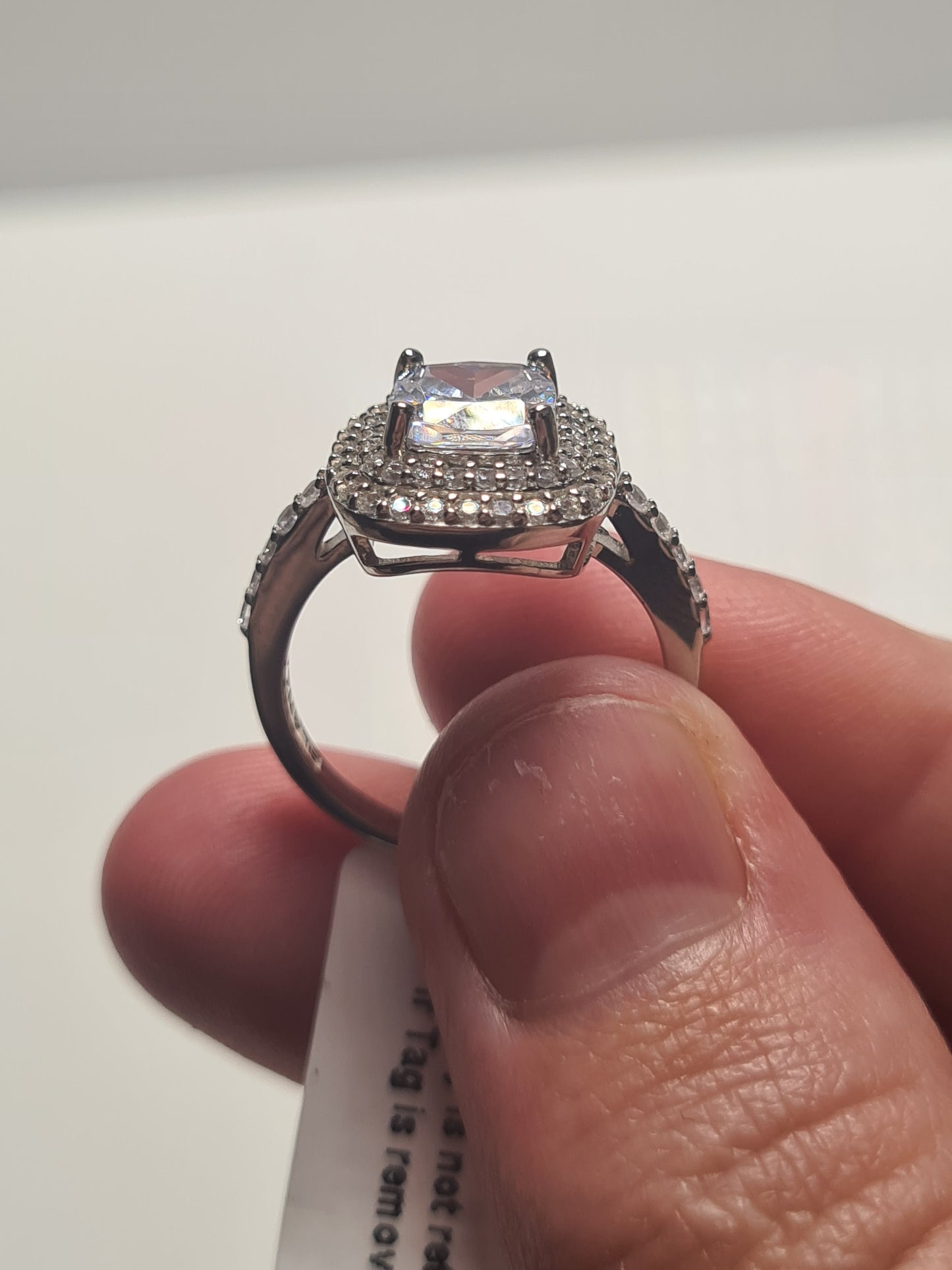 AAA Simulated Diamond Princess Cut Ring SIZES K , M