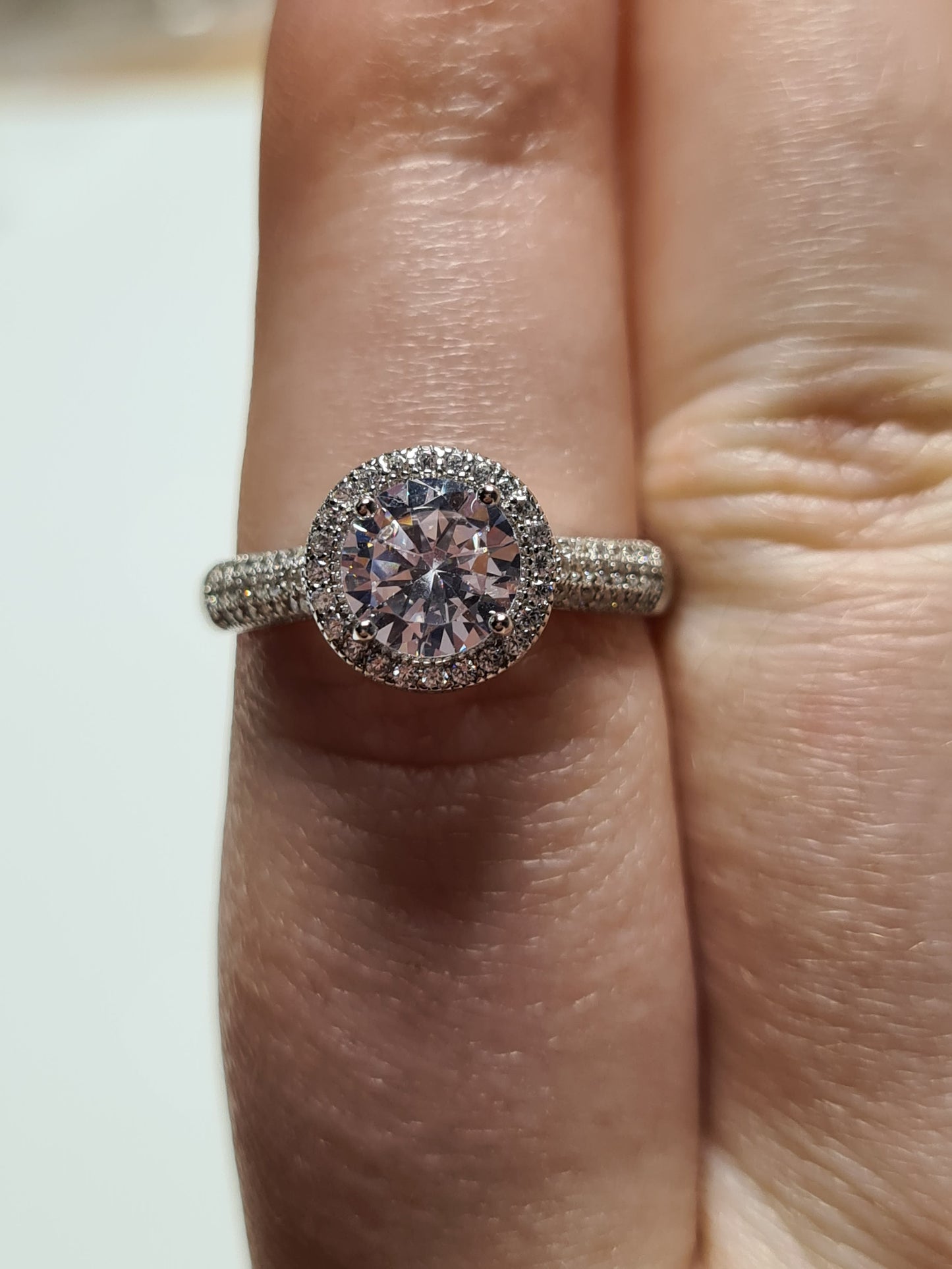 Simulated Diamond Halo Engagement Style Ring SIZES M,N,O,U