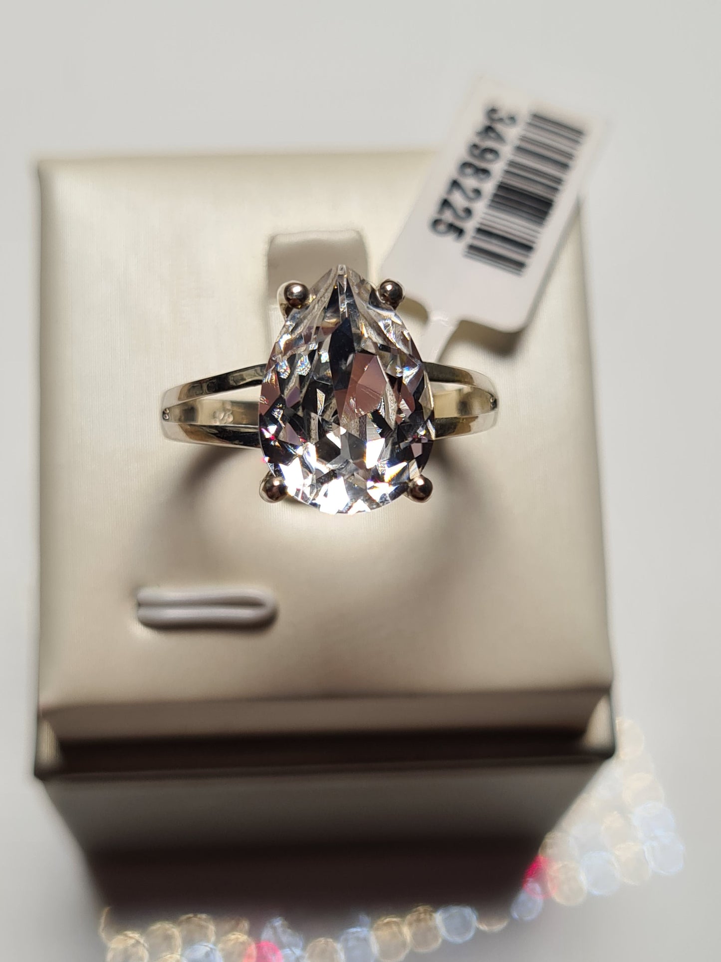 Swarovski Crystal Pear Cut Ring 925 Sterling Silver SIZE M