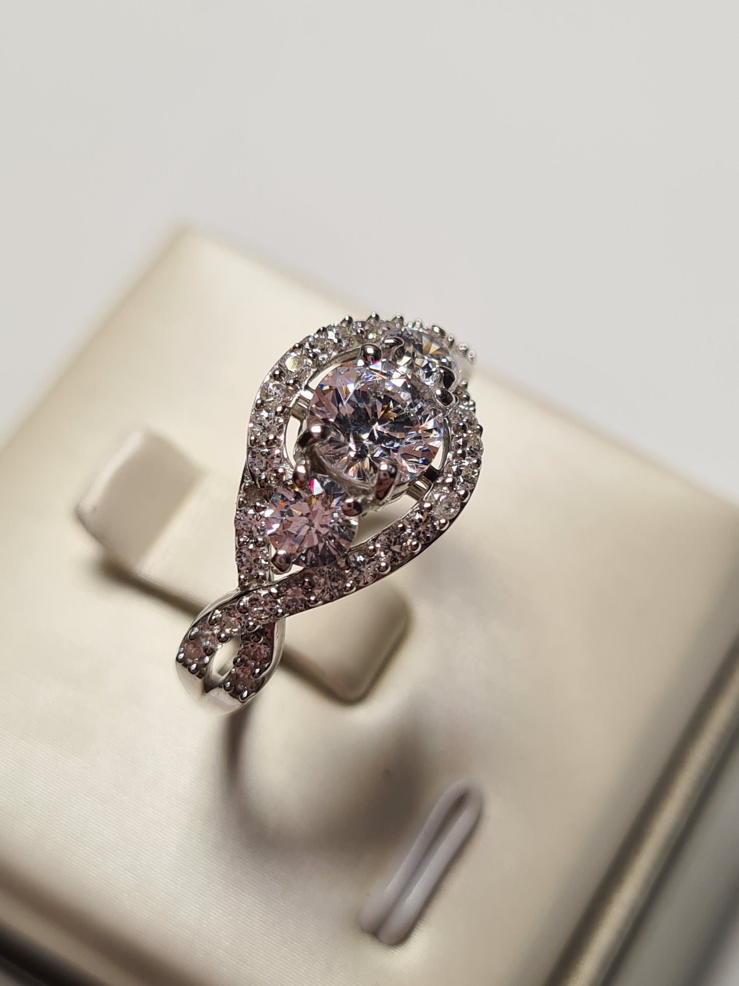 Swarovski Zirconia Cluster Criss-Cross Ring Sterling Silver SIZE P