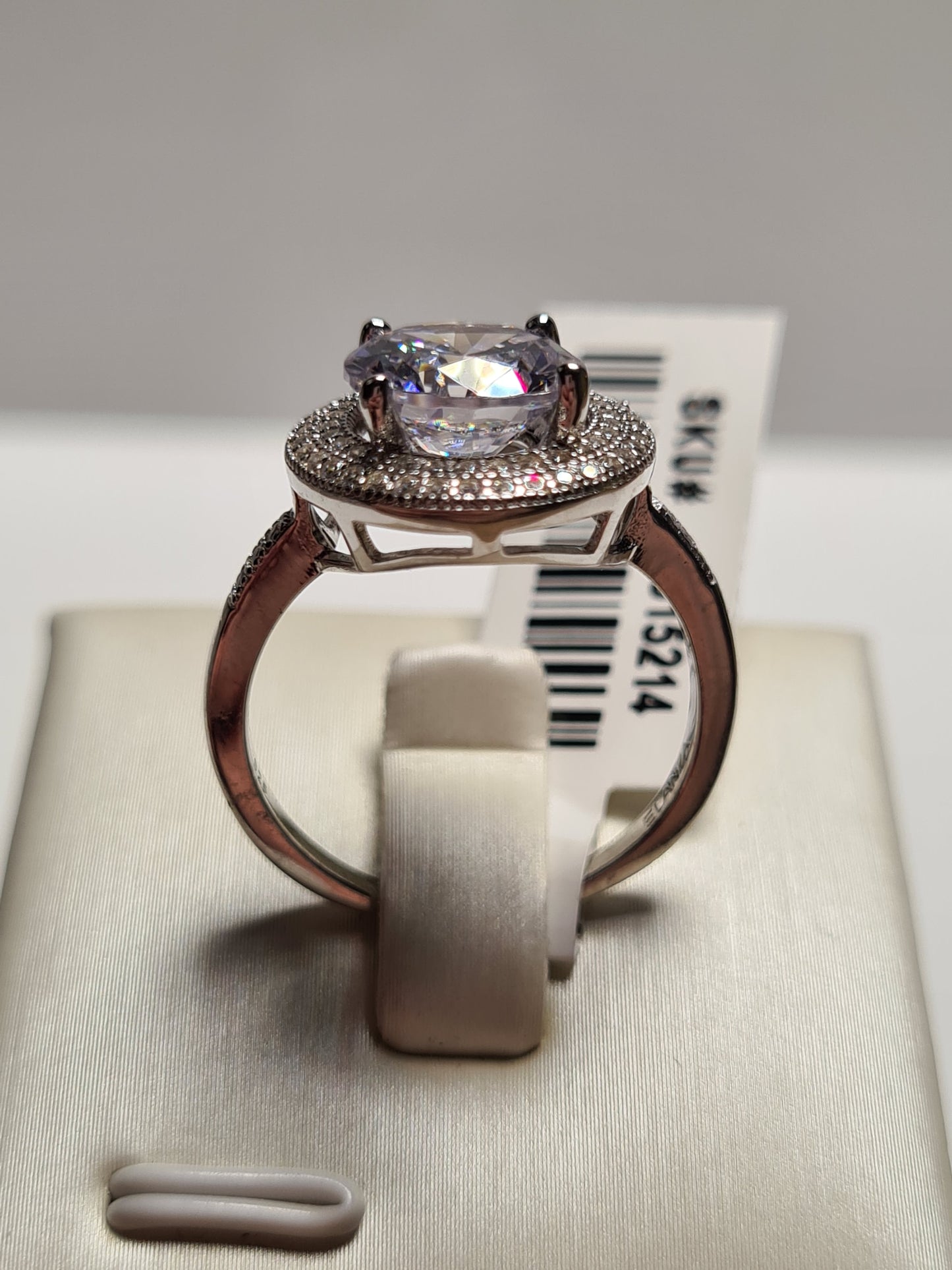 Large Round Cut Halo Simulated Diamond Ring SIZE P