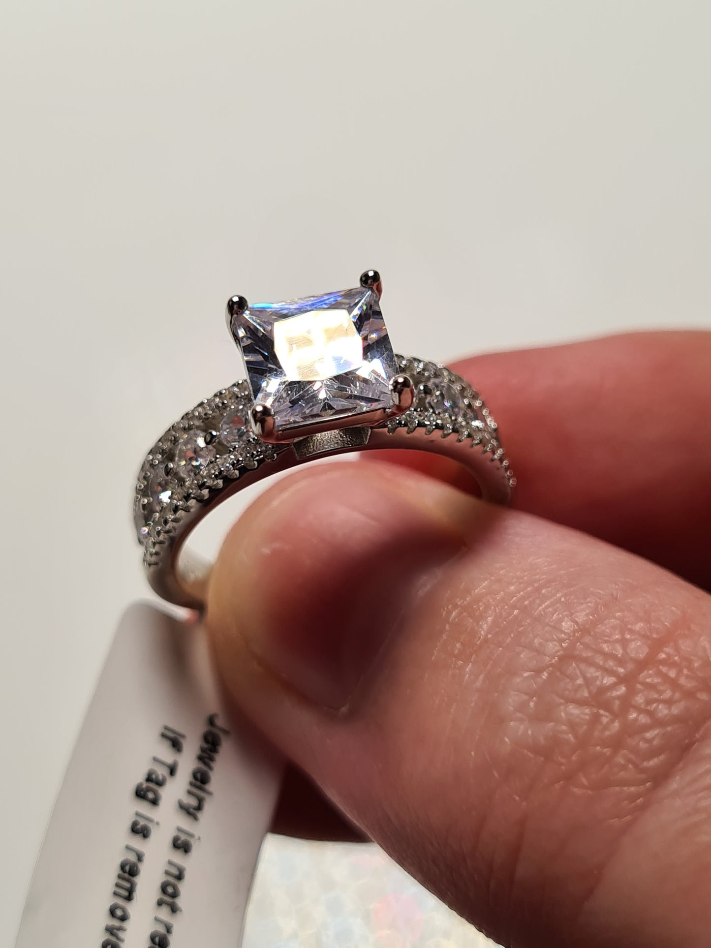 Princess Cut Simulated Diamond Ring 925 Sterling Silver SIZES L,M