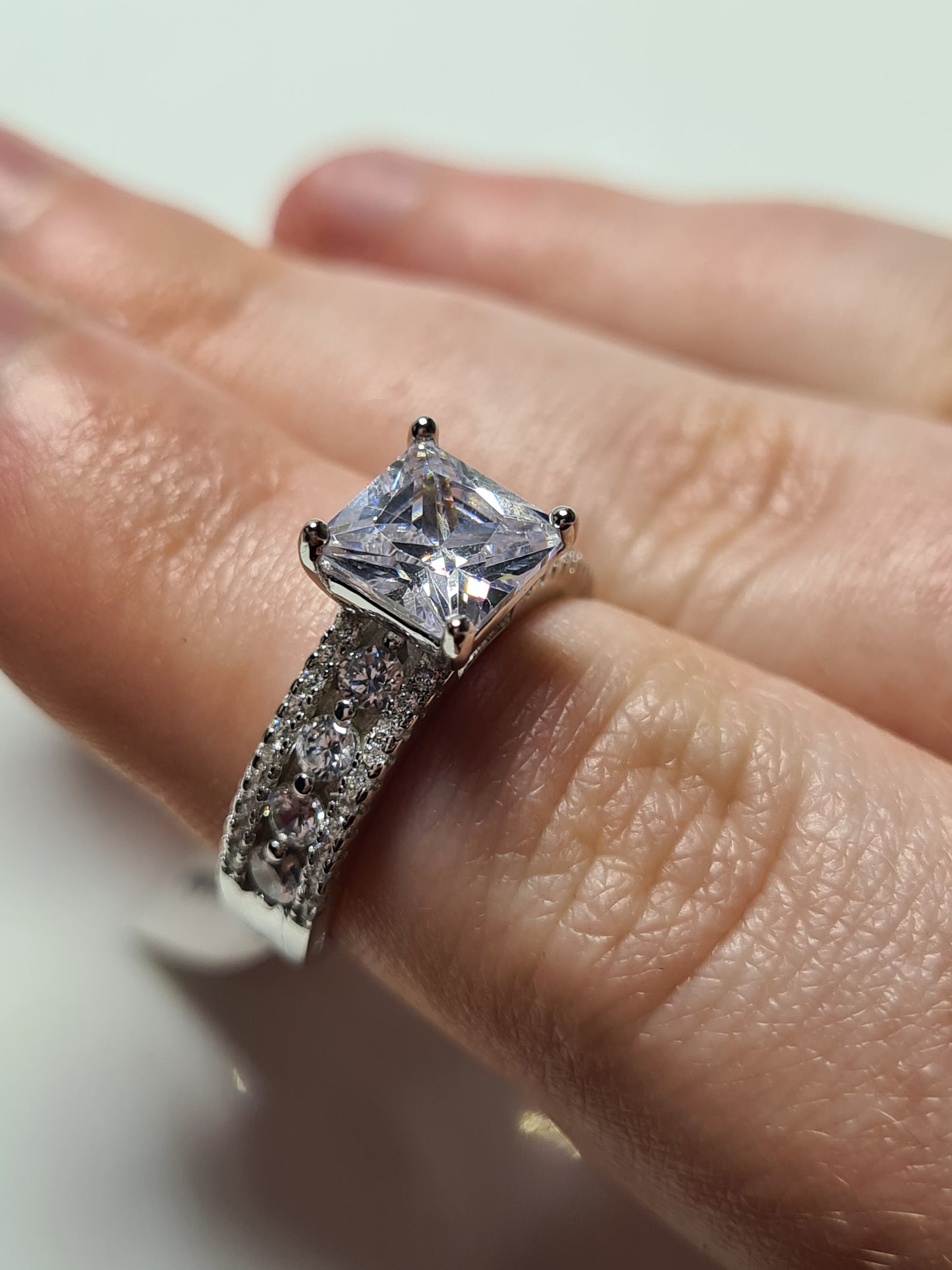 Princess Cut Simulated Diamond Ring 925 Sterling Silver SIZES L,M