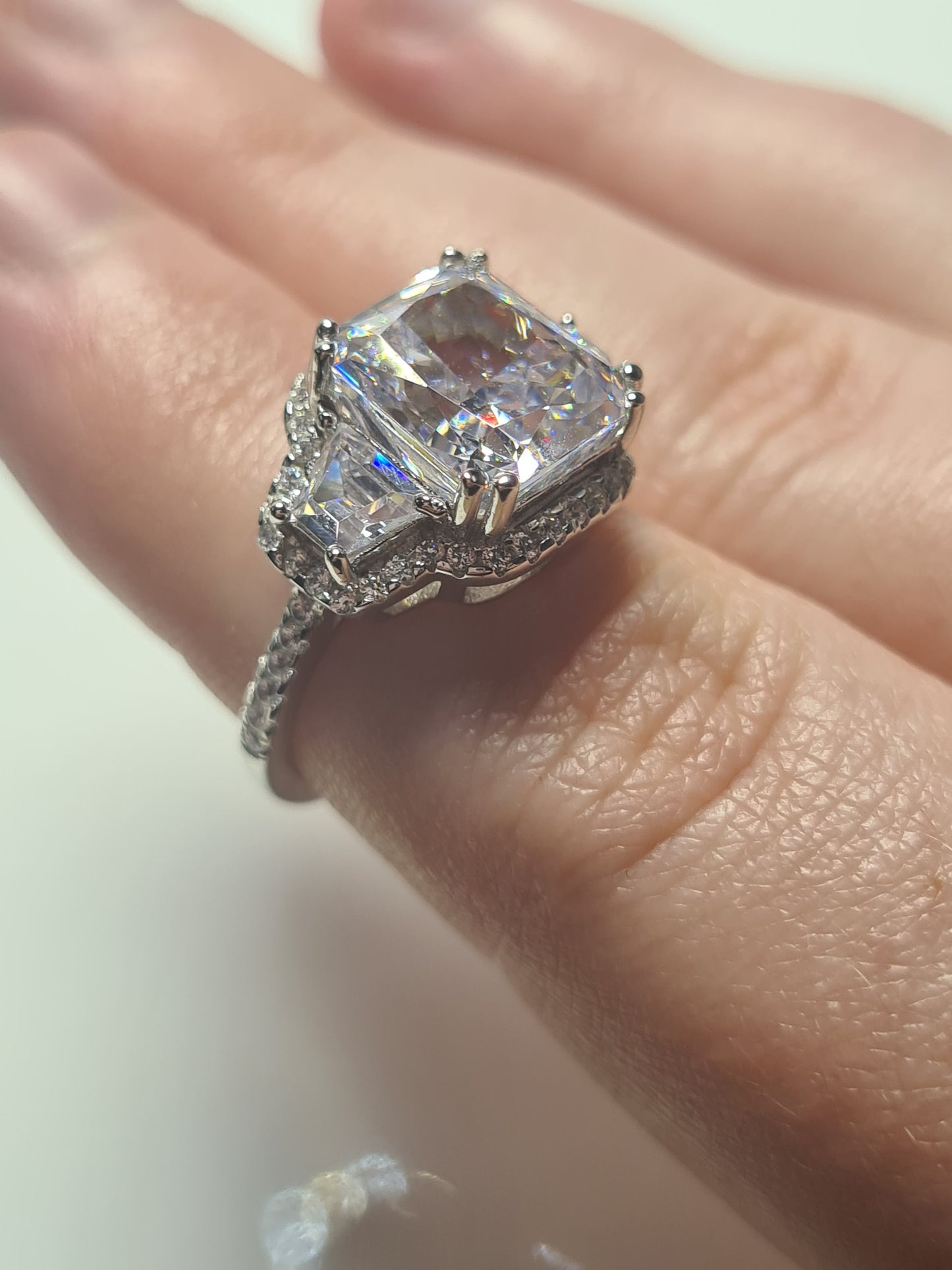 7.80 Ct Simulated Diamond Ring 925 Sterling Silver SIZE L