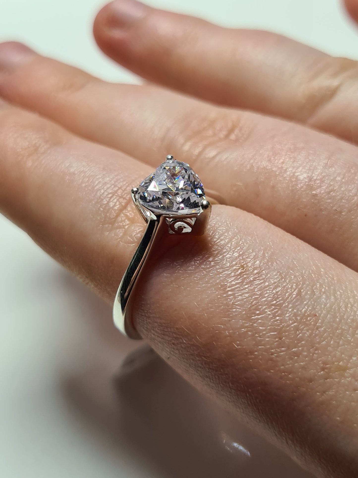 Swarovski Zirconia Heart Cut Ring Set in 925 Sterling Silver SIZES P,R