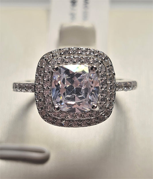 AAA Simulated Diamond Princess Cut Ring SIZES K , M