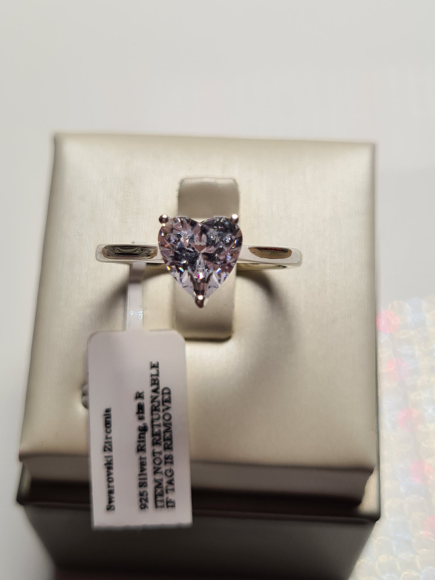 Swarovski Zirconia Heart Cut Ring Set in 925 Sterling Silver SIZES P,R