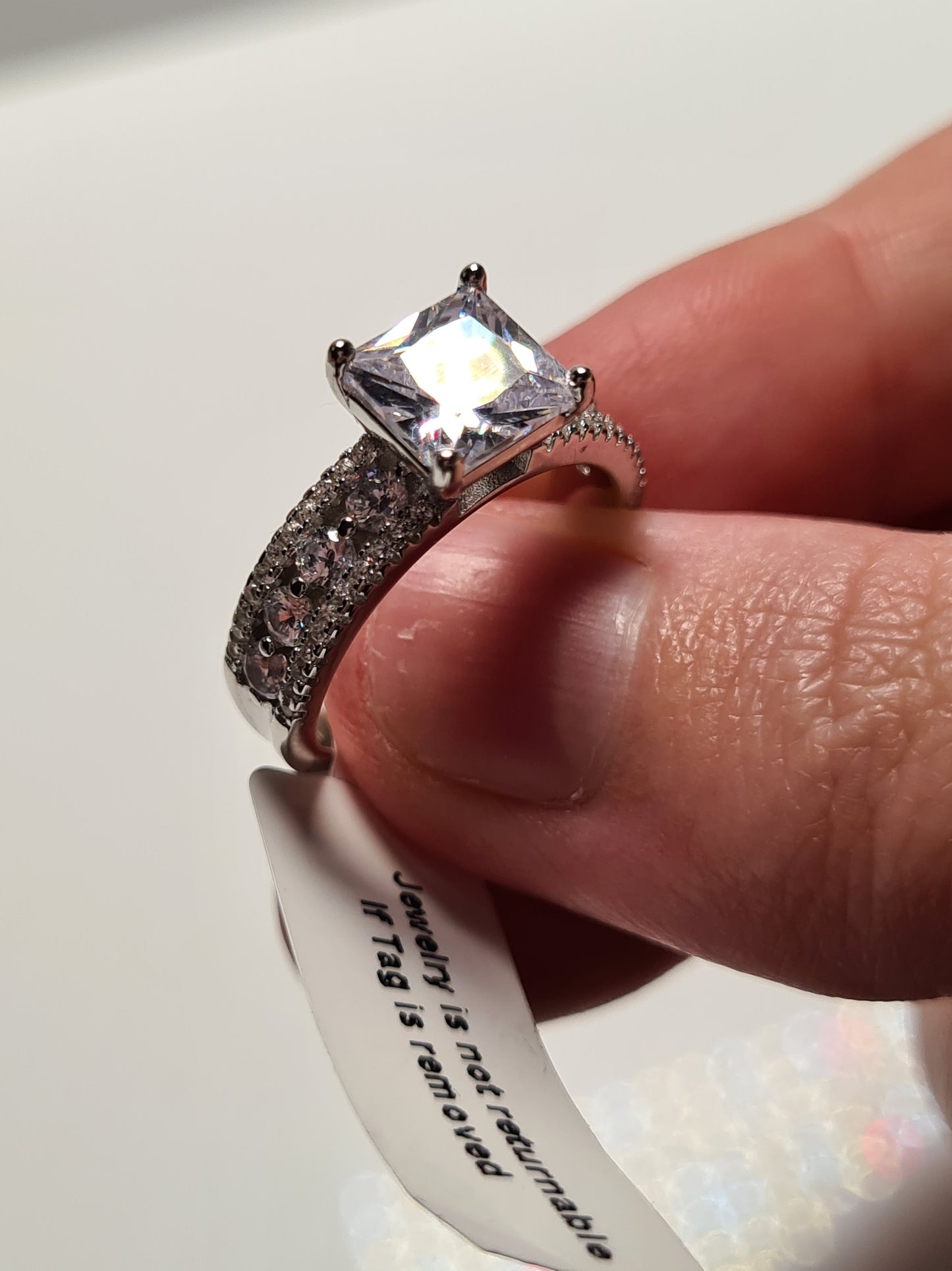 Princess Cut Simulated Diamond Ring 925 Sterling Silver SIZES L,M