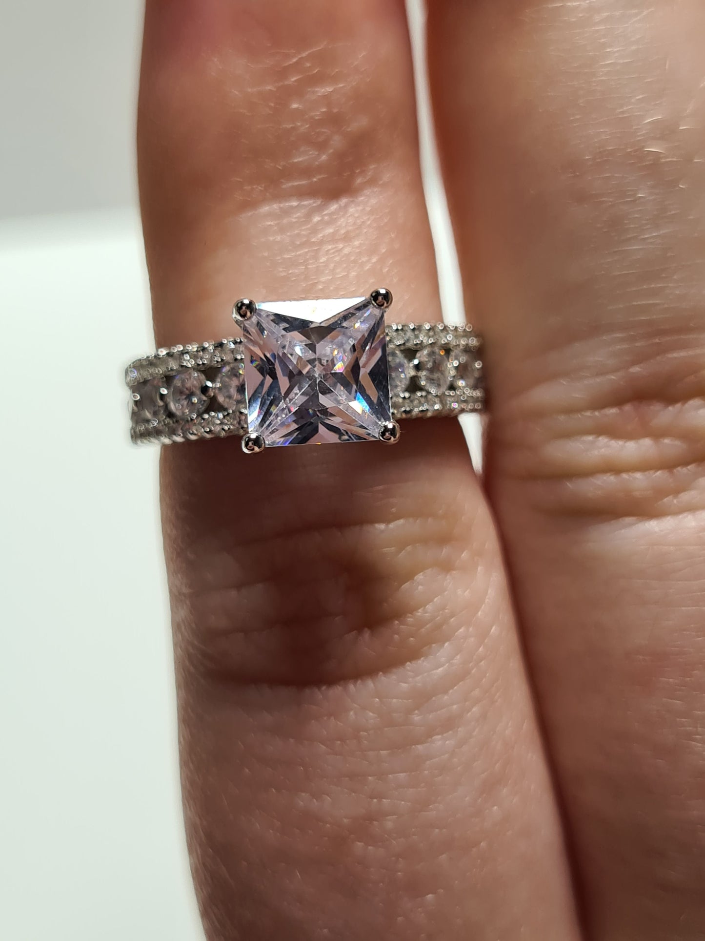 Princess Cut Simulated Diamond Ring 925 Sterling Silver SIZES L,M