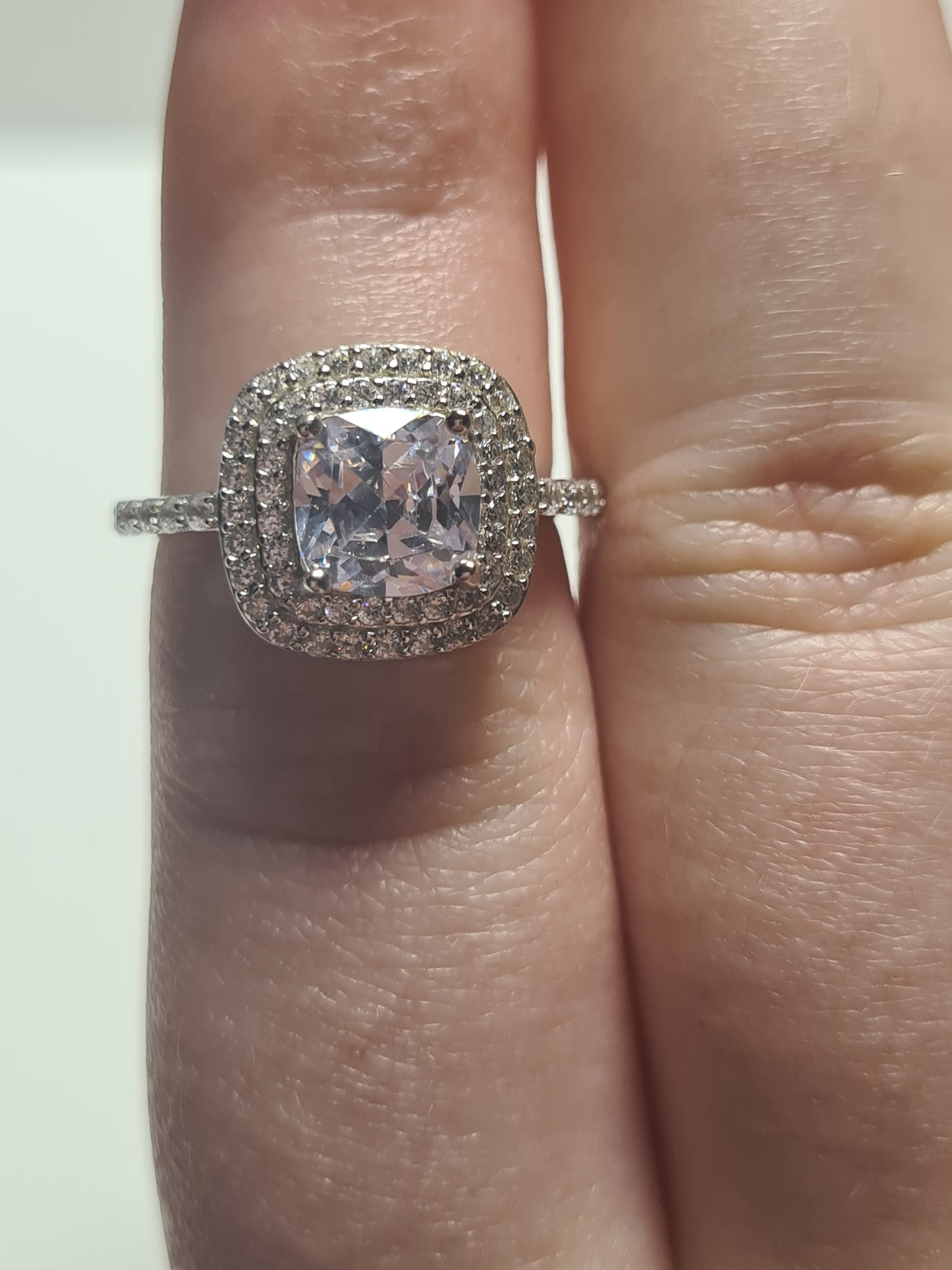 AAA Simulated Diamond Princess Cut Ring SIZES K , M