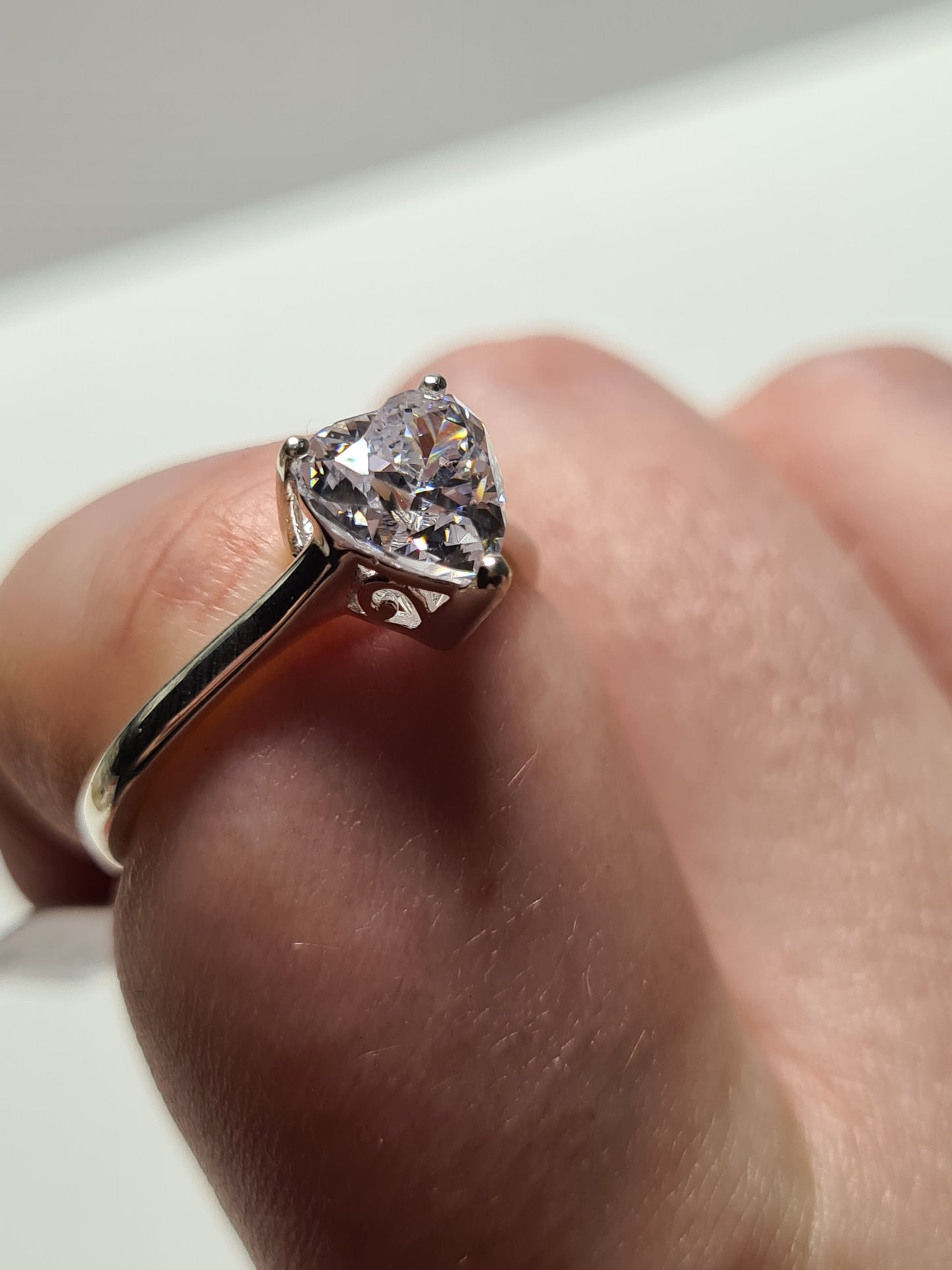 Swarovski Zirconia Heart Cut Ring Set in 925 Sterling Silver SIZES P,R