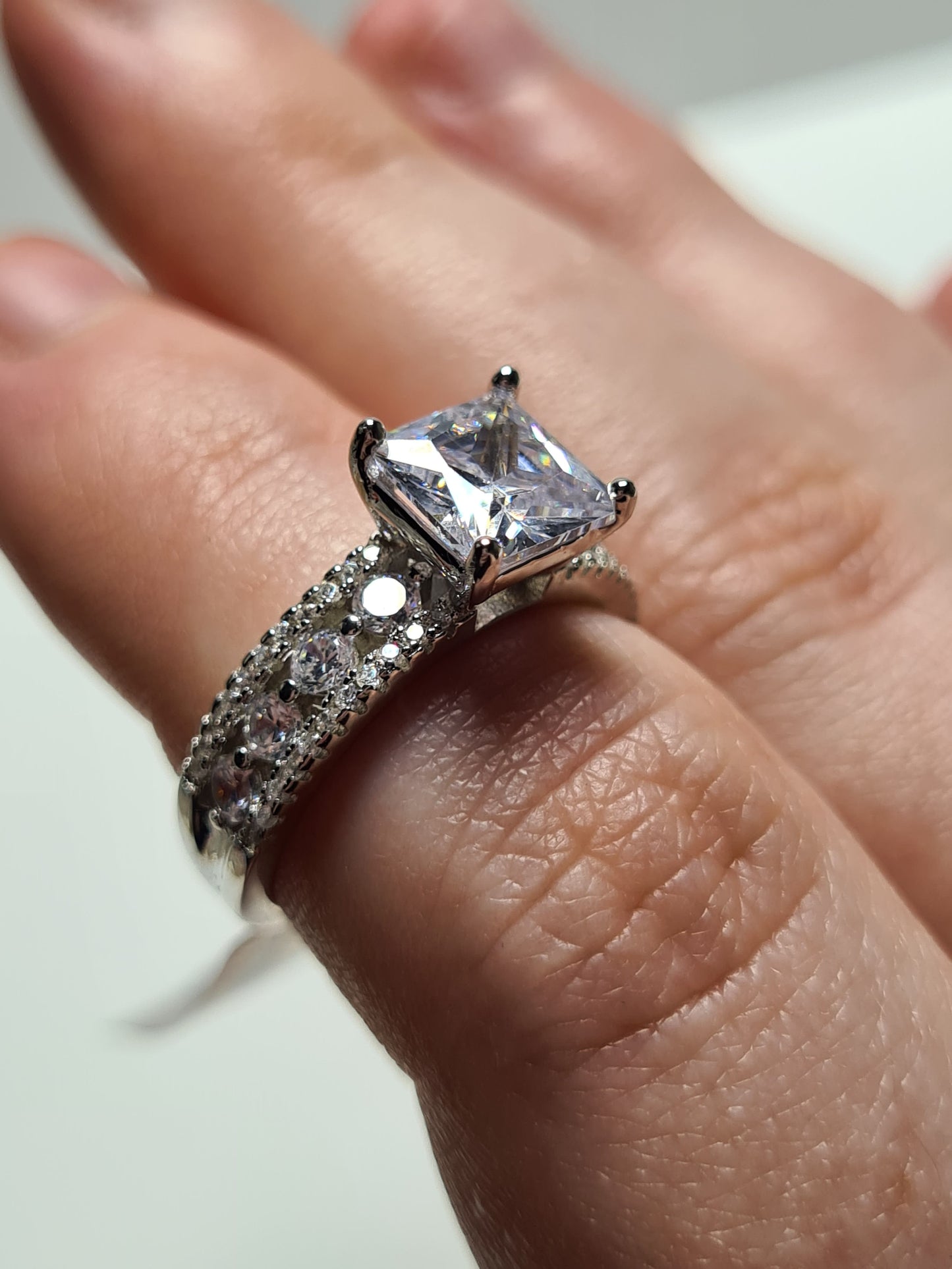 Princess Cut Simulated Diamond Ring 925 Sterling Silver SIZES L,M