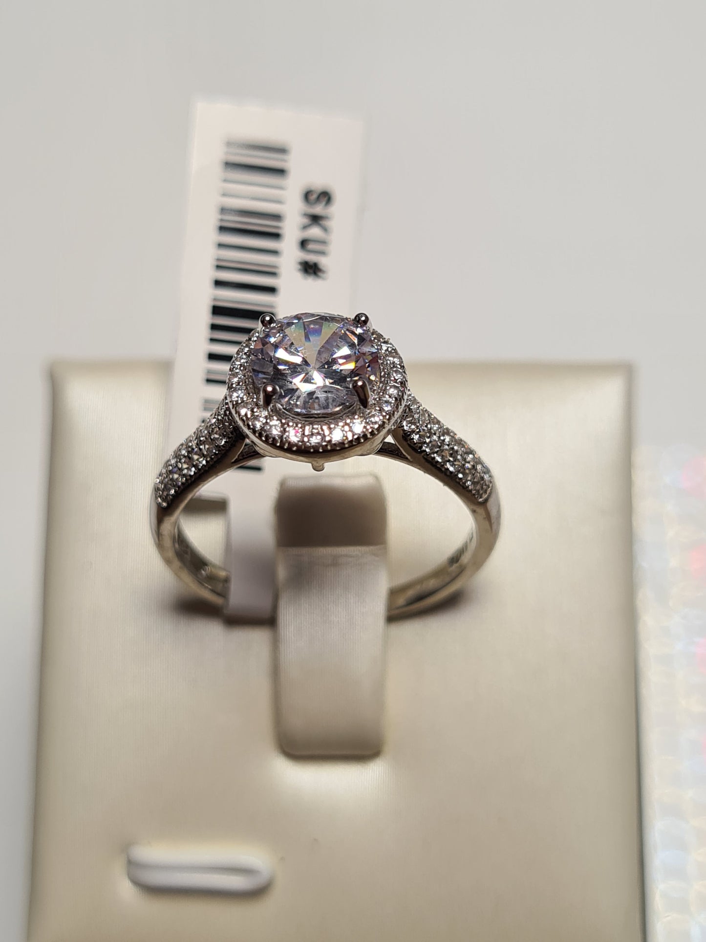 Simulated Diamond Halo Engagement Style Ring SIZES M,N,O,U