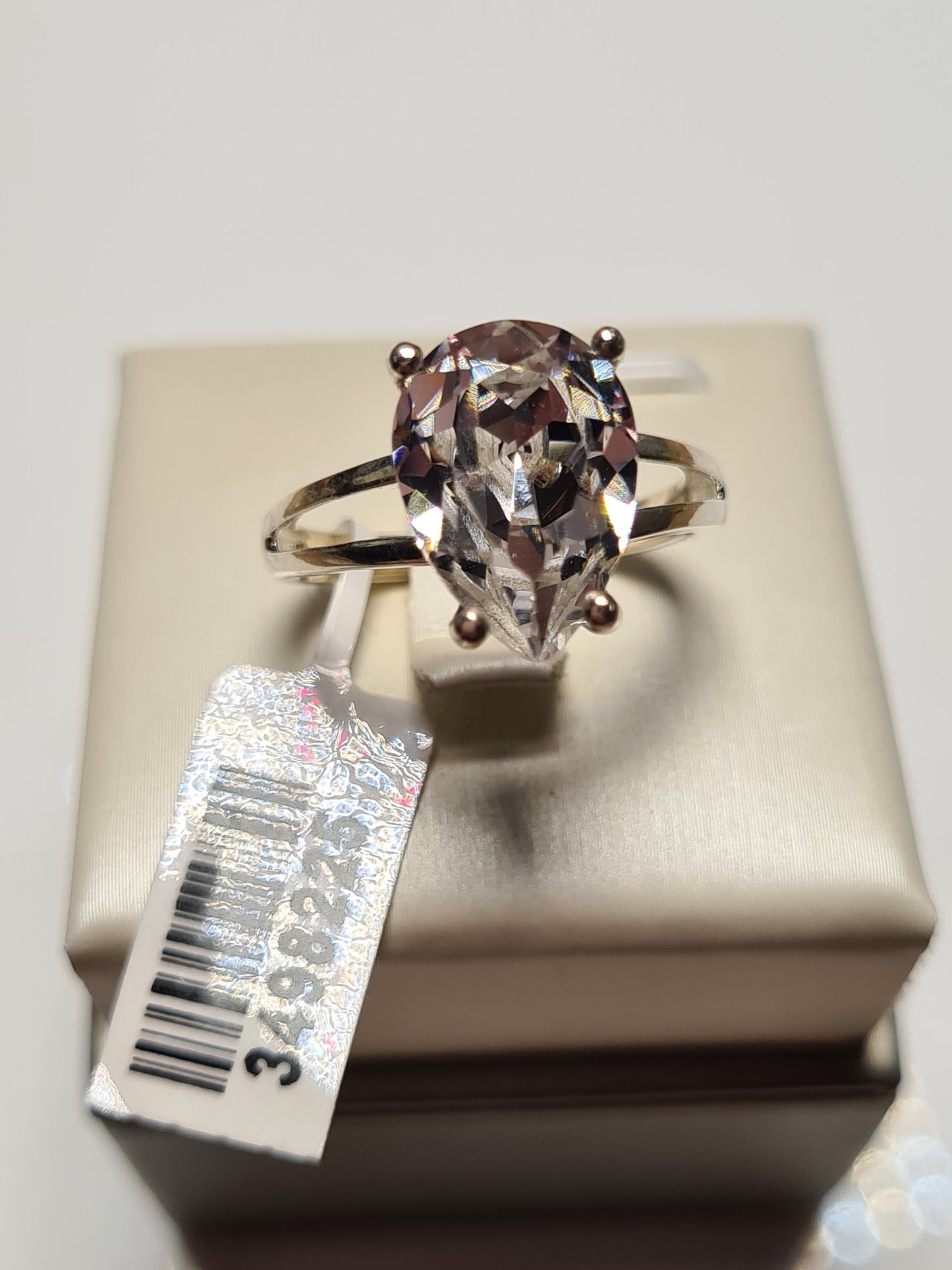 Swarovski Crystal Pear Cut Ring 925 Sterling Silver SIZE M