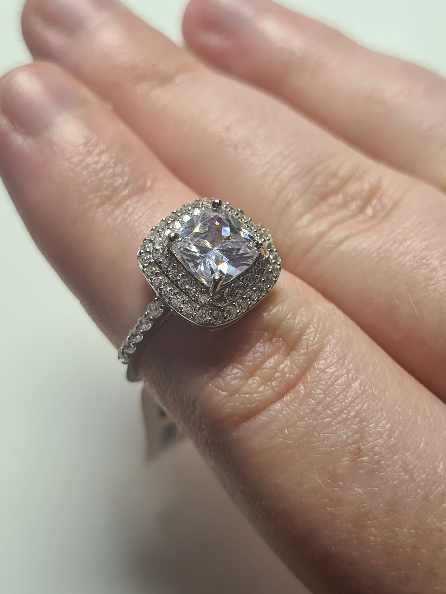 AAA Simulated Diamond Princess Cut Ring SIZES K , M