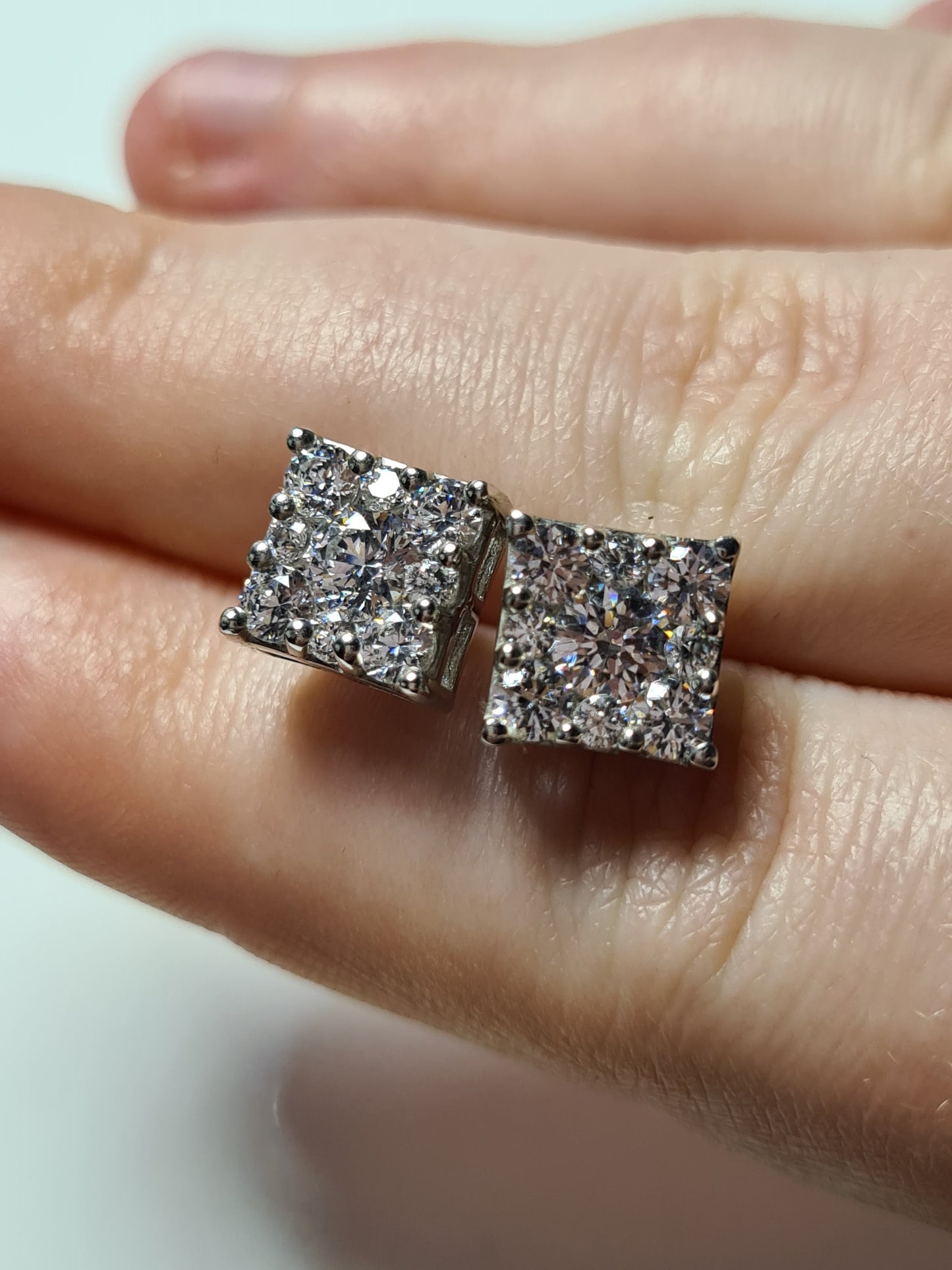 3.35Ct SWAROVSKI ZIRCONIA Cluster Stud Earrings 925 Sterling Silver Earrings