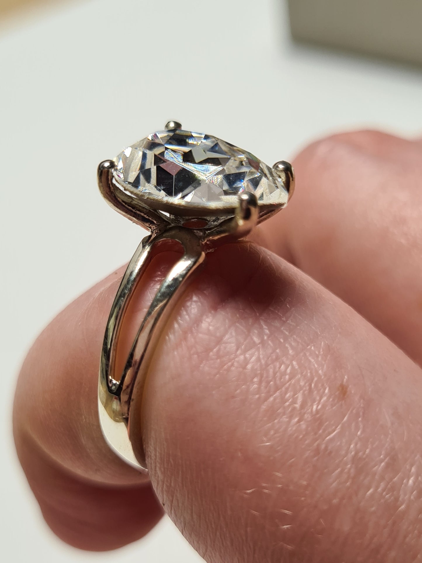 Swarovski Crystal Pear Cut Ring 925 Sterling Silver SIZE M