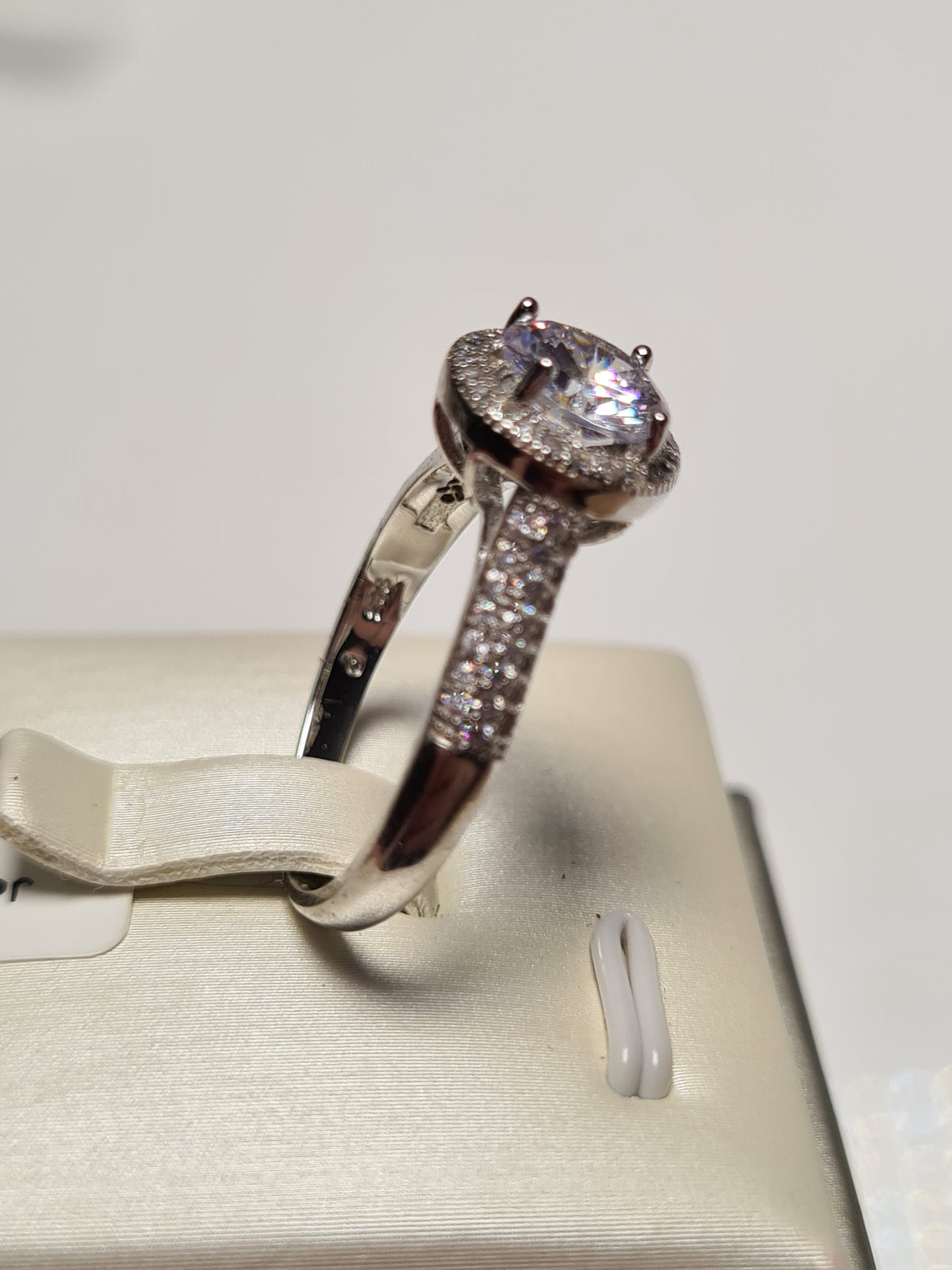 Simulated Diamond Halo Engagement Style Ring SIZES M,N,O,U