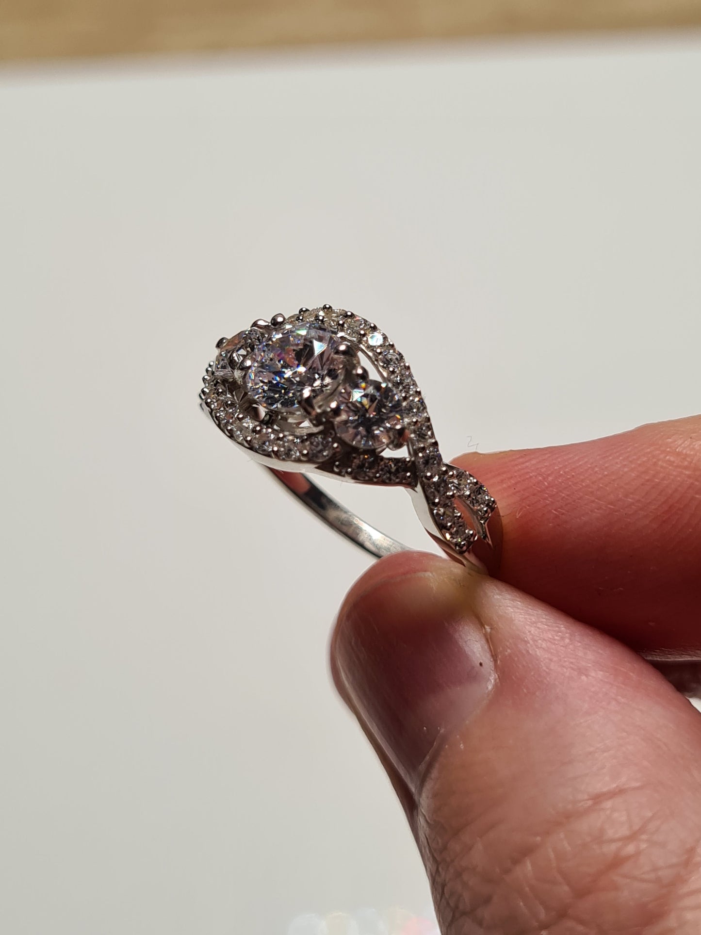 Swarovski Zirconia Cluster Criss-Cross Ring Sterling Silver SIZE P