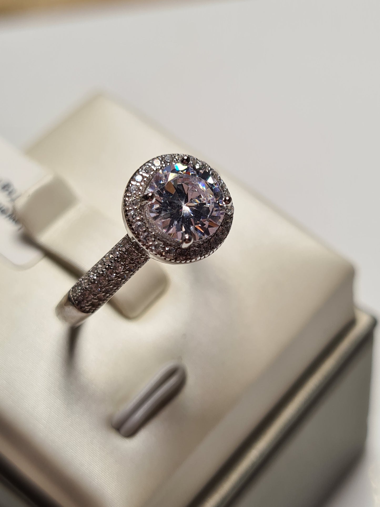 Simulated Diamond Halo Engagement Style Ring SIZES M,N,O,U