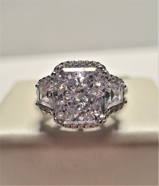 7.80 Ct Simulated Diamond Ring 925 Sterling Silver SIZE L